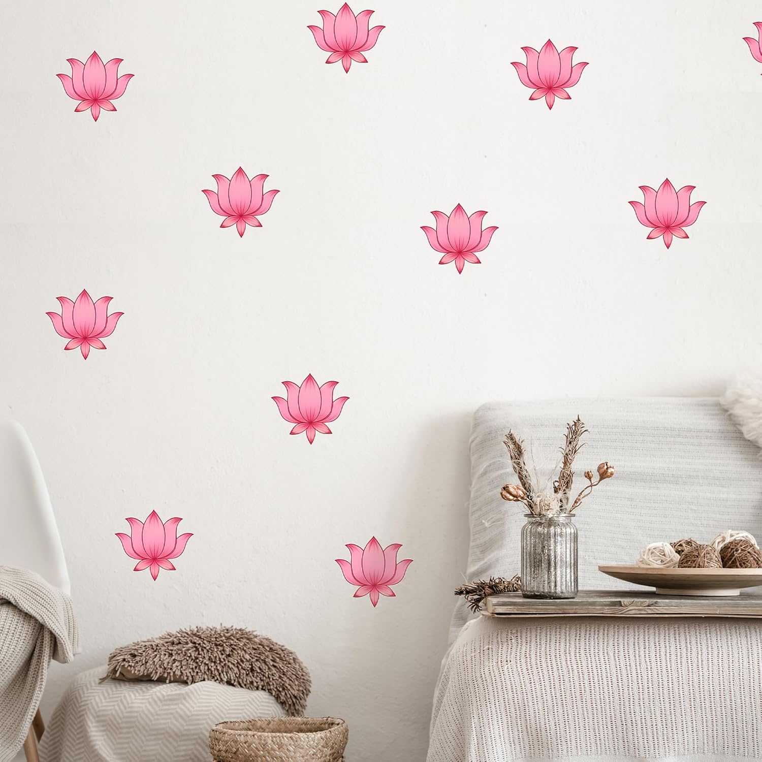 Diwali Decor Lotus Wall Sticker-20pcs