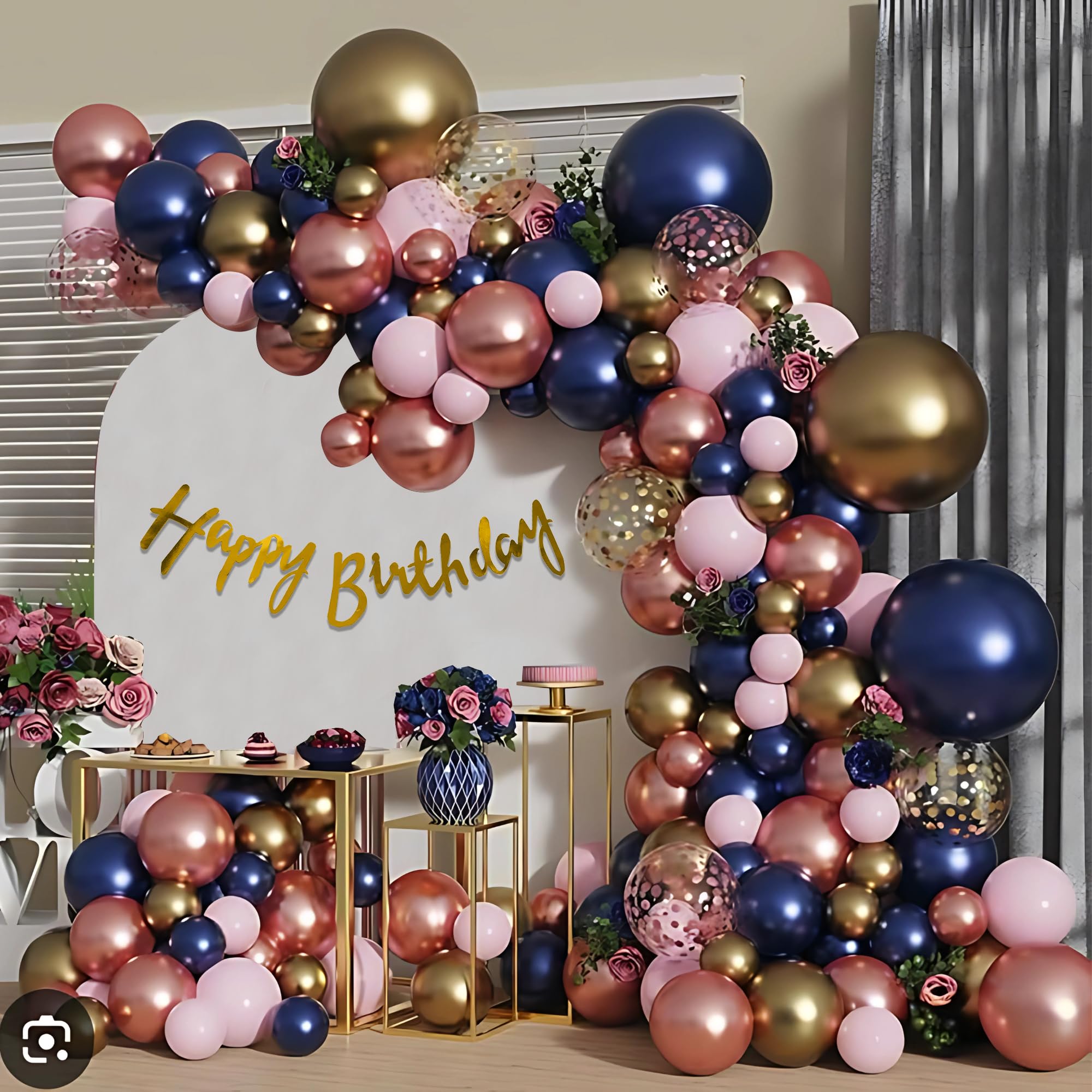 Birthday Decoration Kit with Metallic and Chrome Balloons