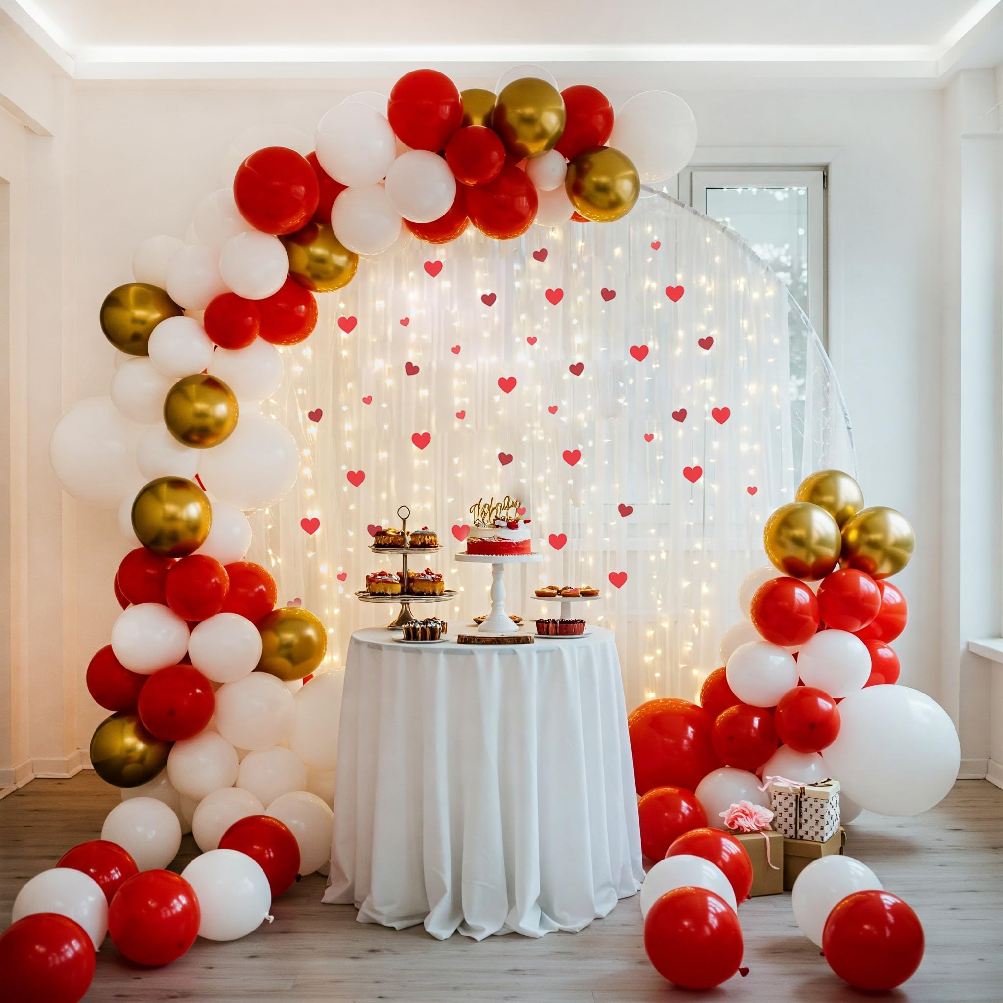 Golden, Red & White Theme Balloon for Happy Anniversary