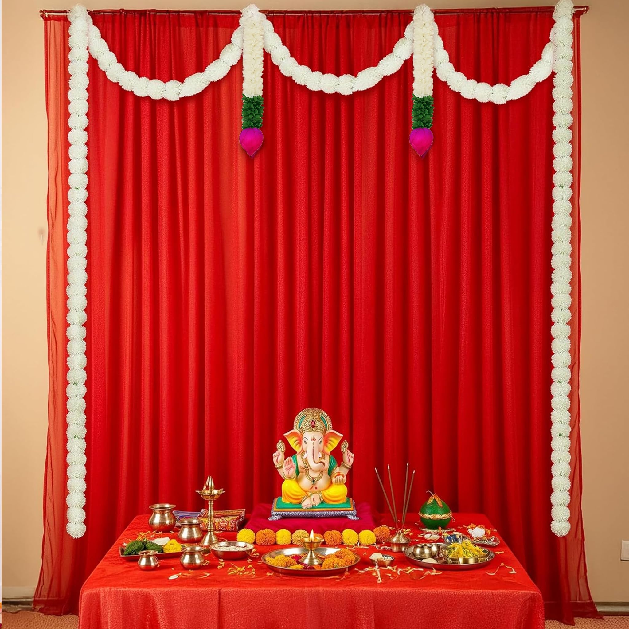 Ganpati Red Backdrop Decor