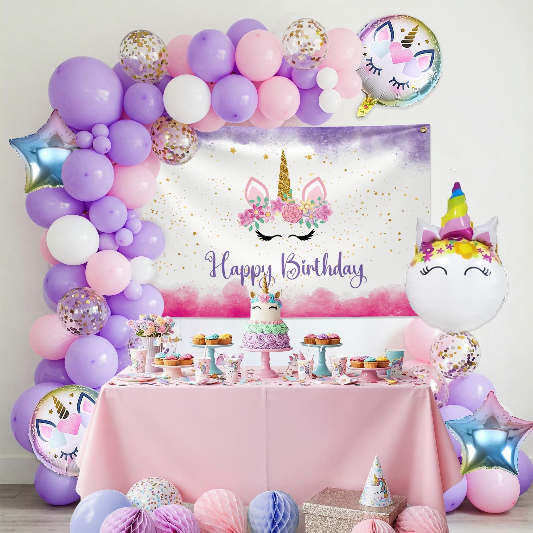 Unicorn Pastel Backdrop Birthday Decor
