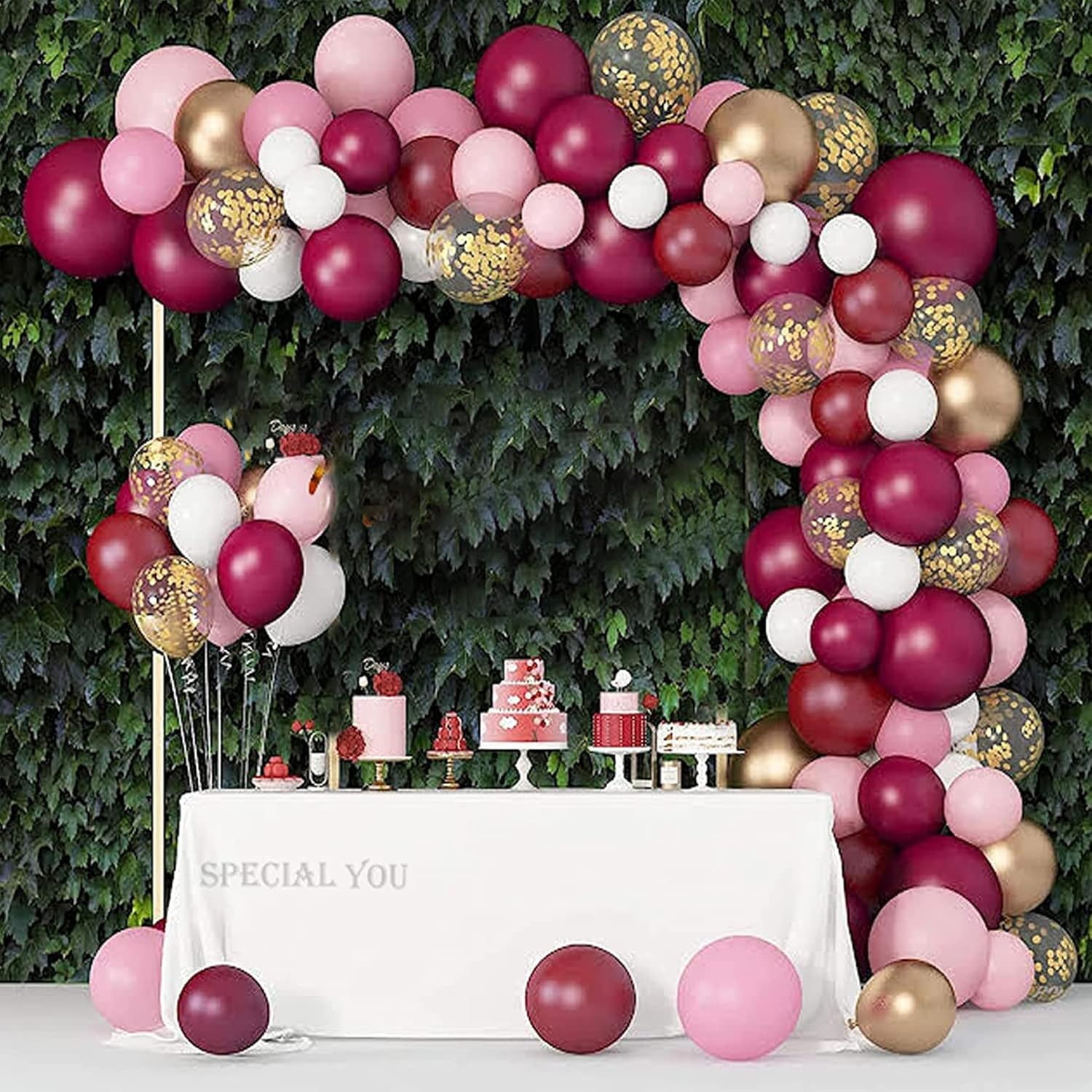 White, Pink & Burgundy Balloon combo