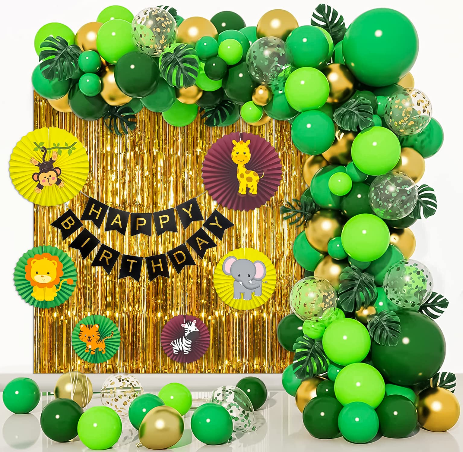Jungle theme birthday decoration with Animal paper fan