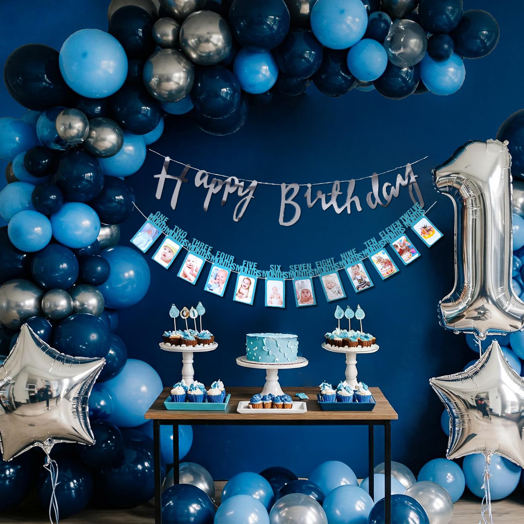 Navy Blue 1st Birthday Decoration