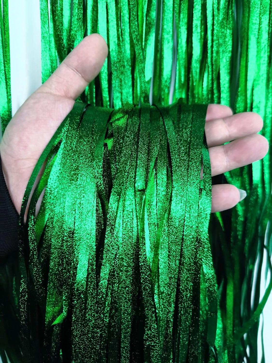 Green Blue Foil Fringe Curtains