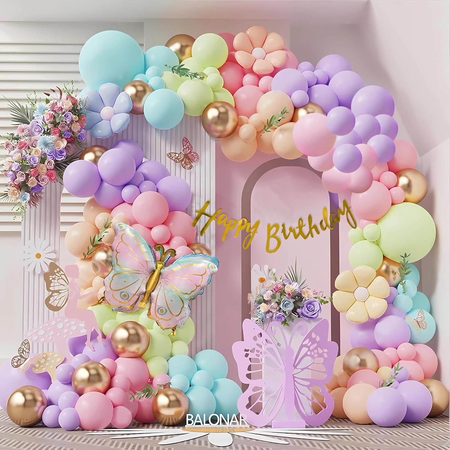 Butterfly foil balloon theme birthday decoration