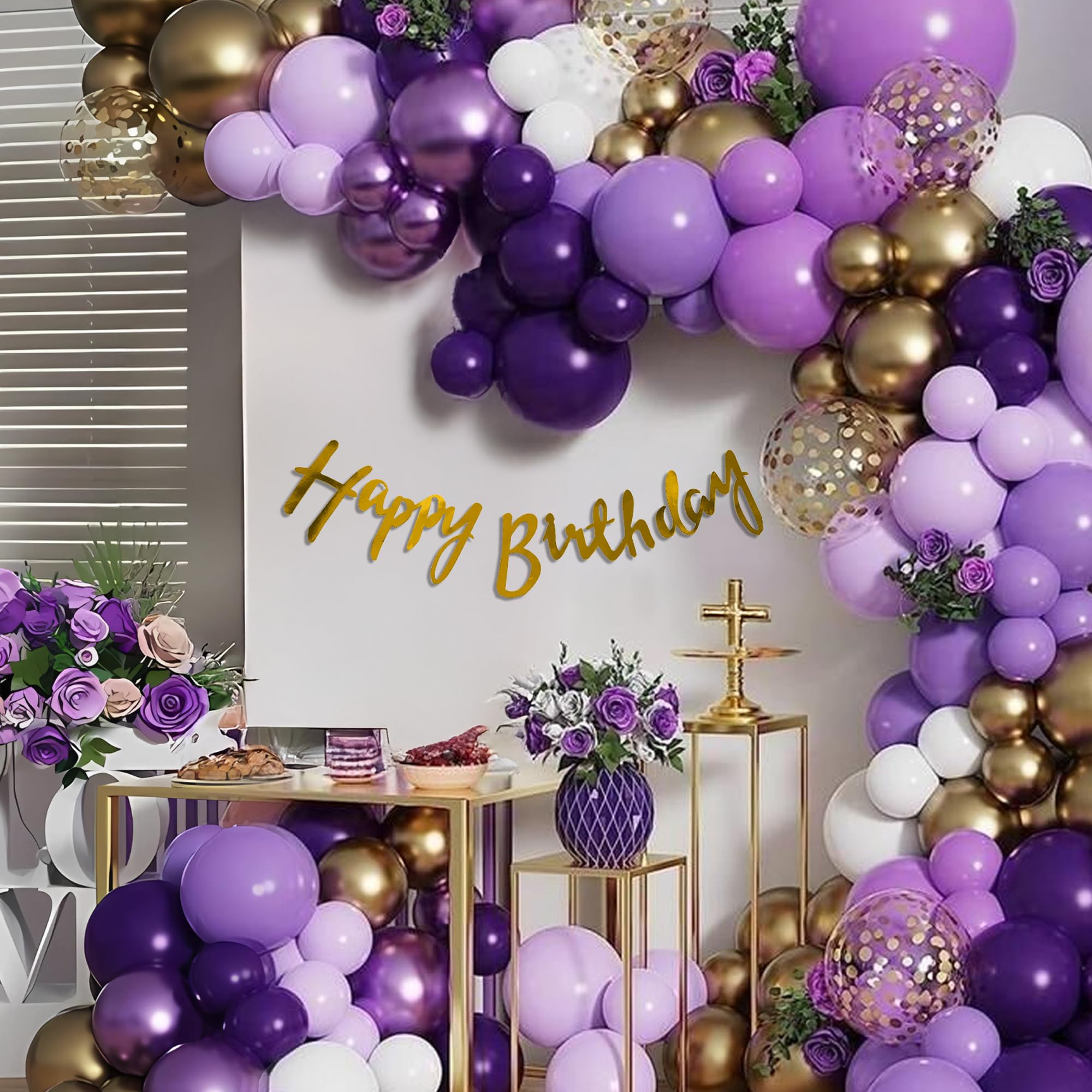 Purple Theme Happy Birthday Decor- 63 Pcs