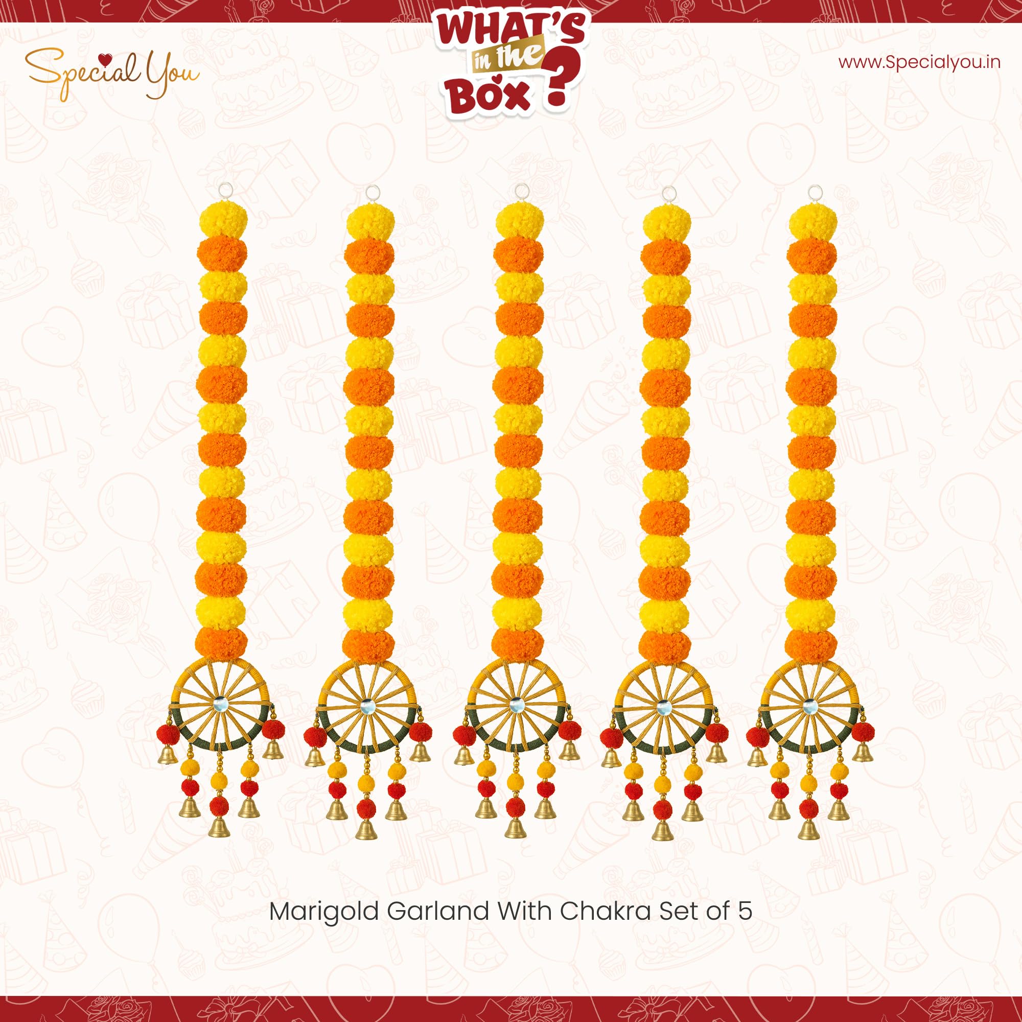 Ganpati Marigold garland with Chakra Latkans