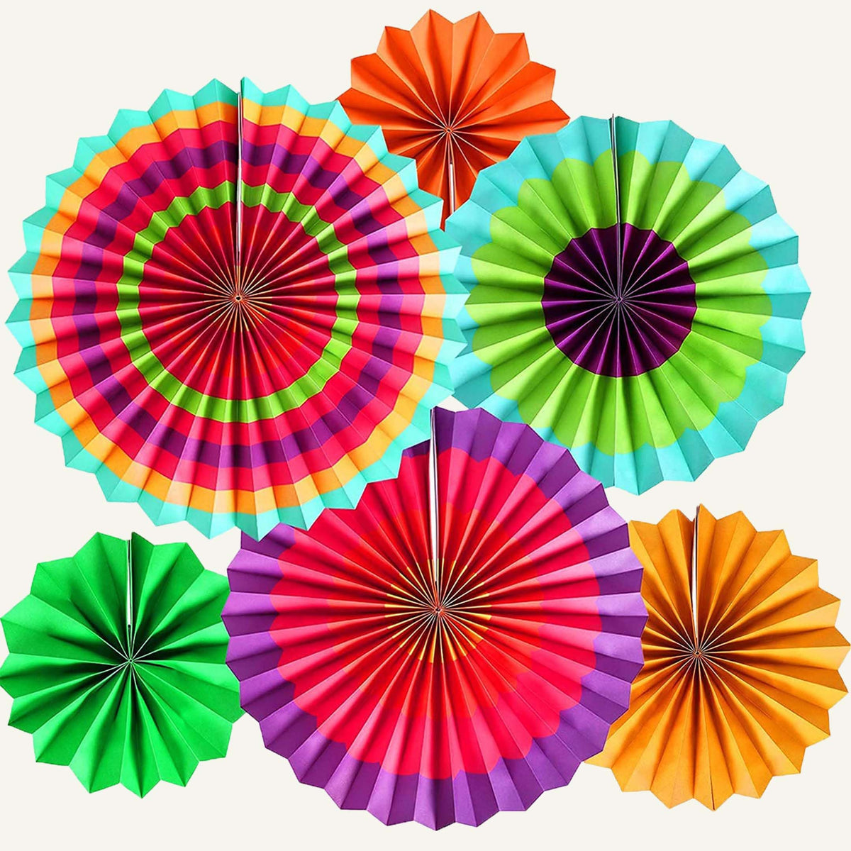 Multicolor Paper Fan Decoration Set