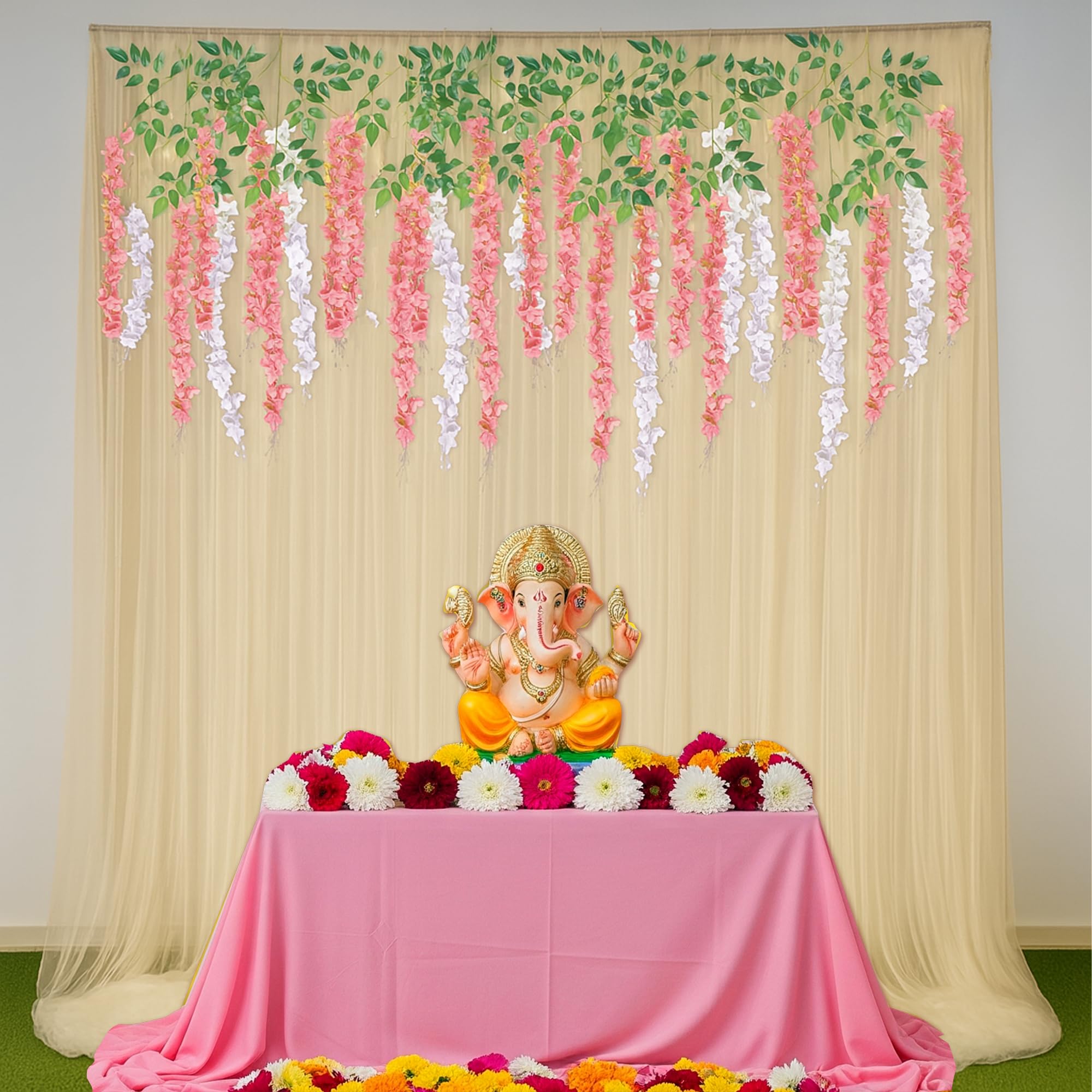 Ivory Light Pink Ganpati Decor