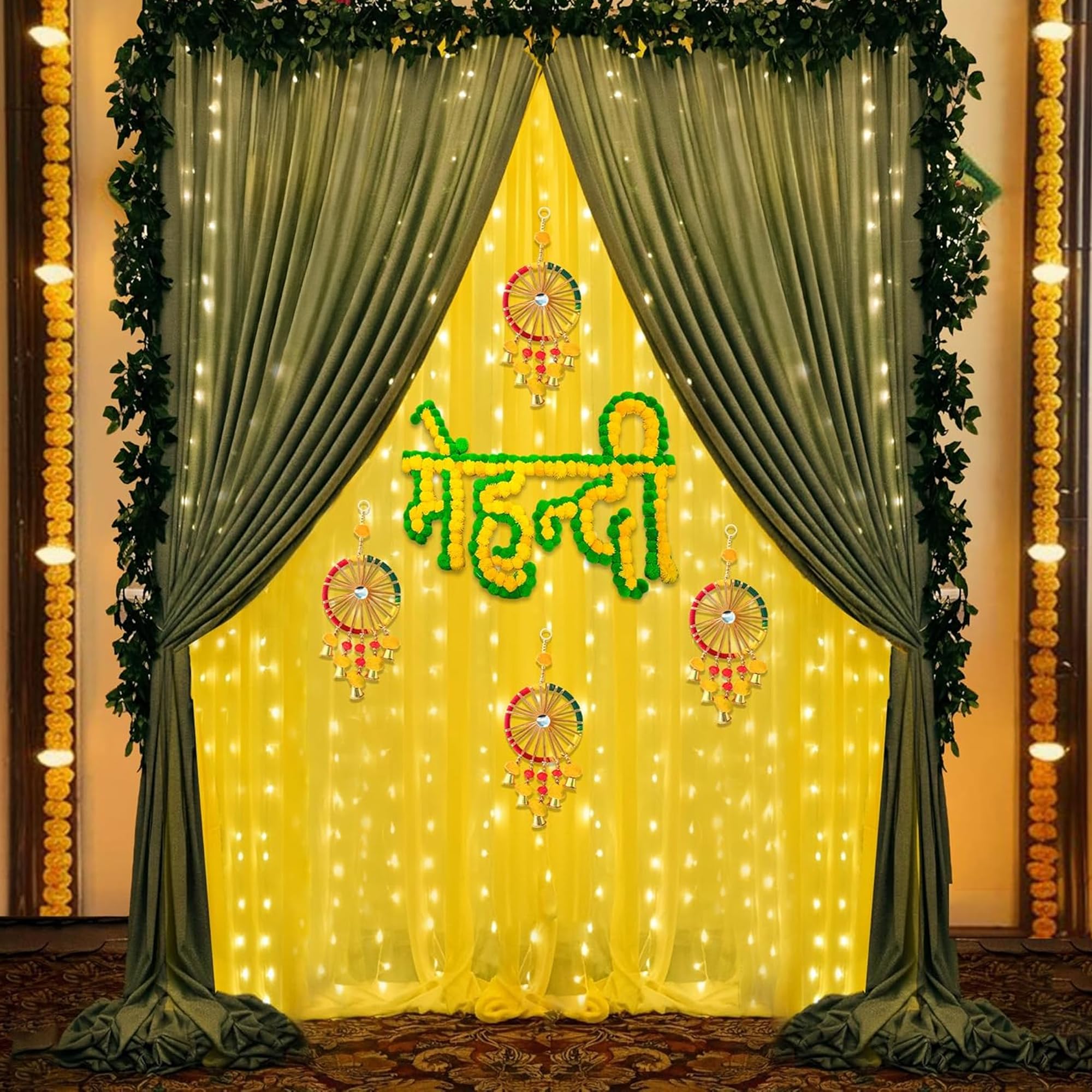 Yellow & green Backdrop mehendi Celebration!"
