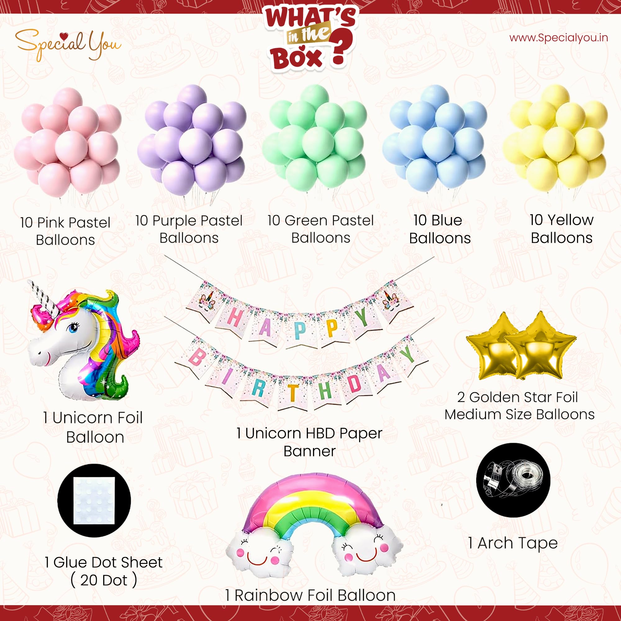 Unicorn Theme Birthday Decoration Kit-57pcs