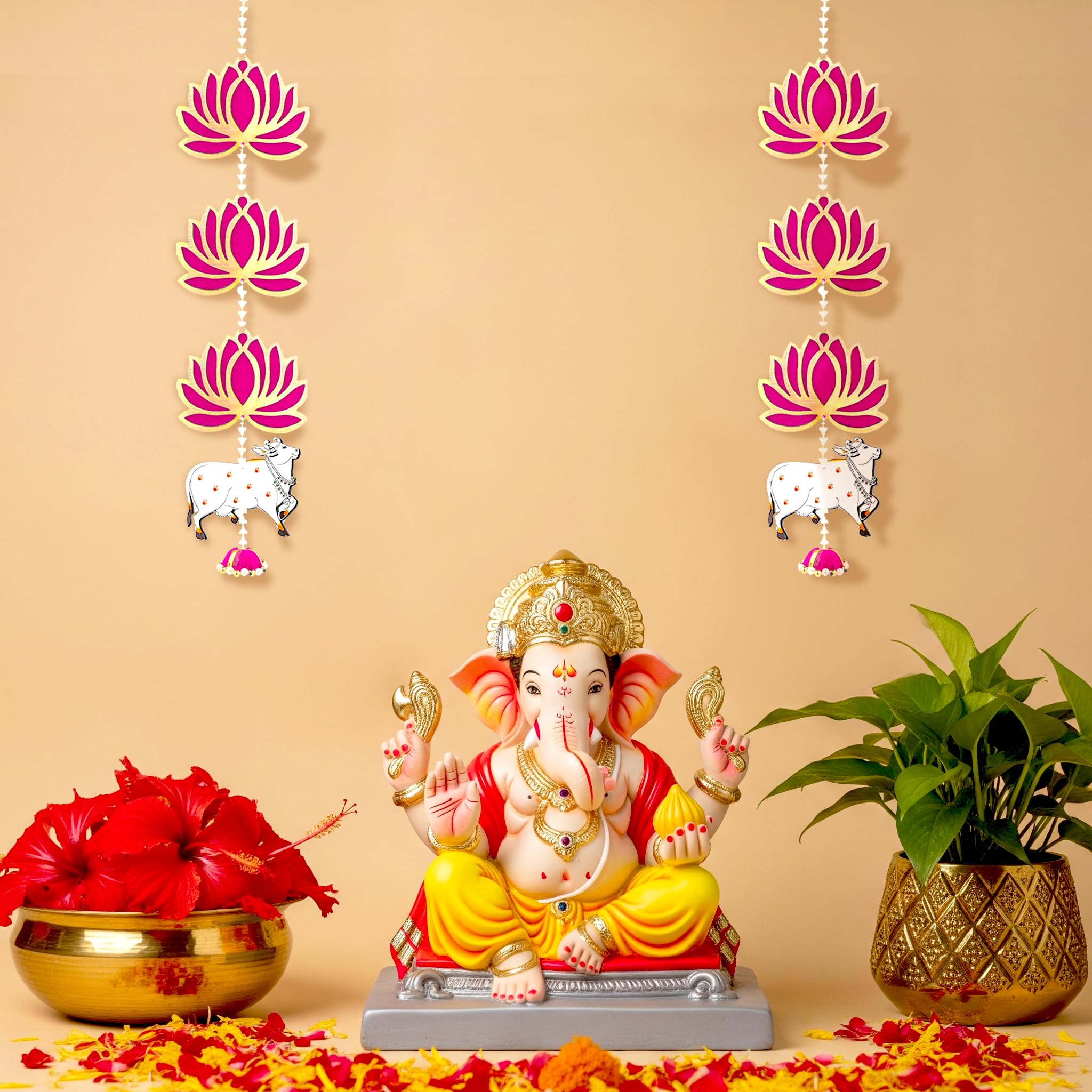 Ganpati Cow Lotus Decor