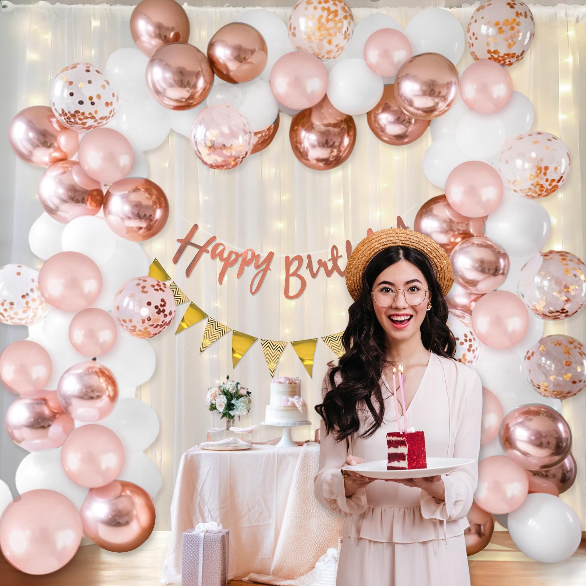 White & Rosegold Balloon combo