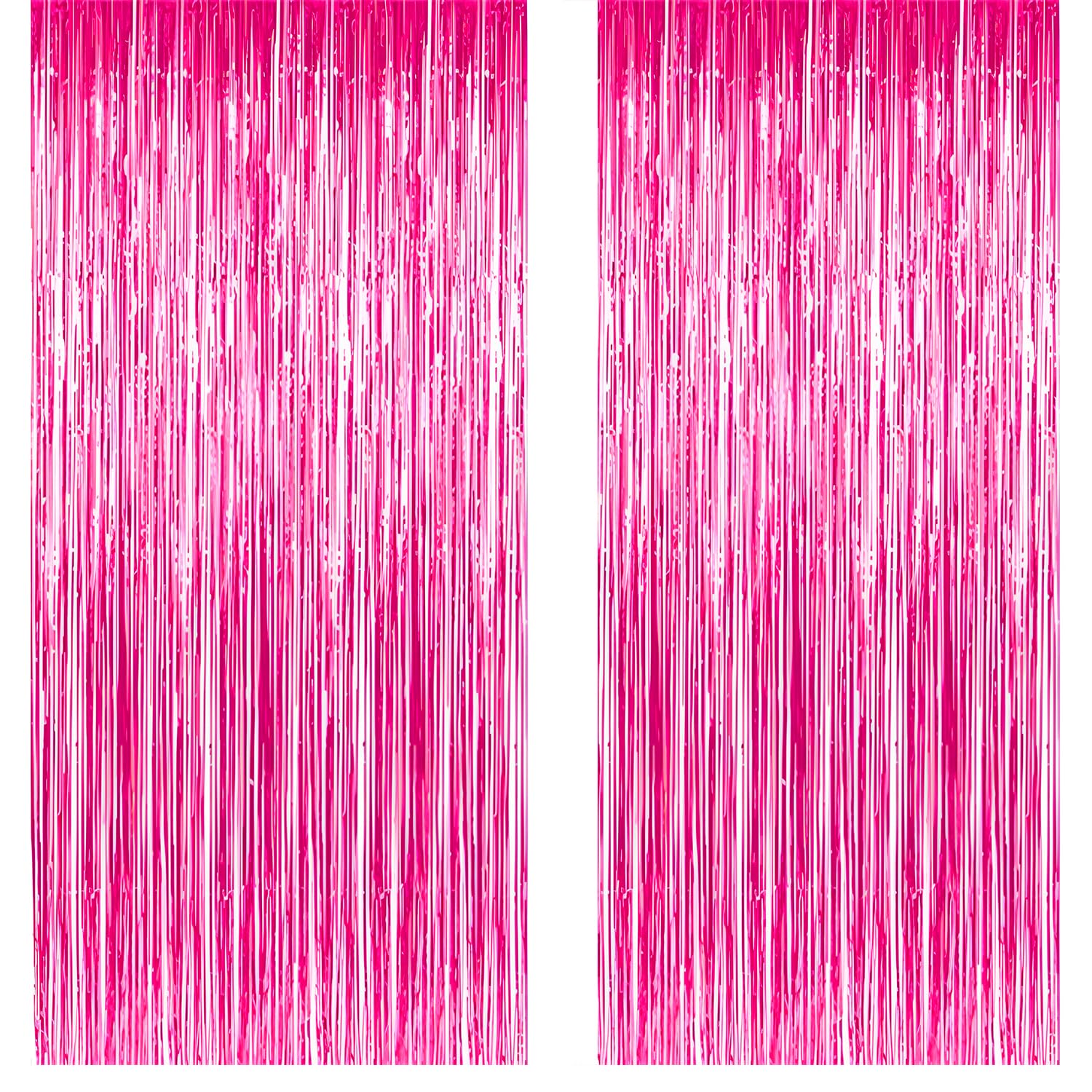 Dark Pink Tinsel Fringe Curtains