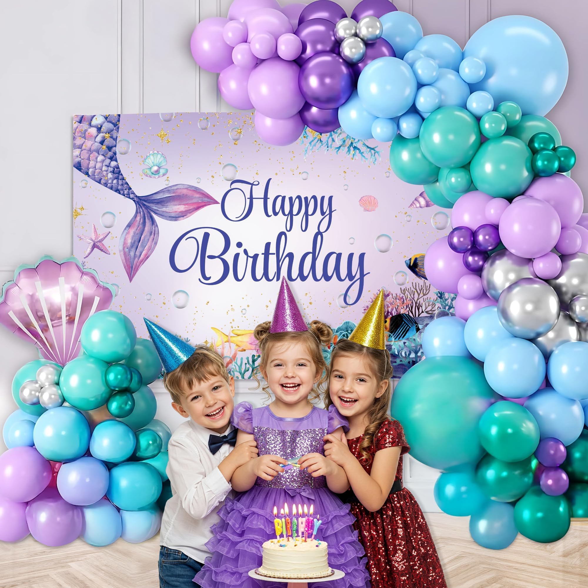 Mermaid Theme Birthday Decorations Kit- 59 Pcs Mermaid Theme Birthday Decorations Kit- 59 Pcs