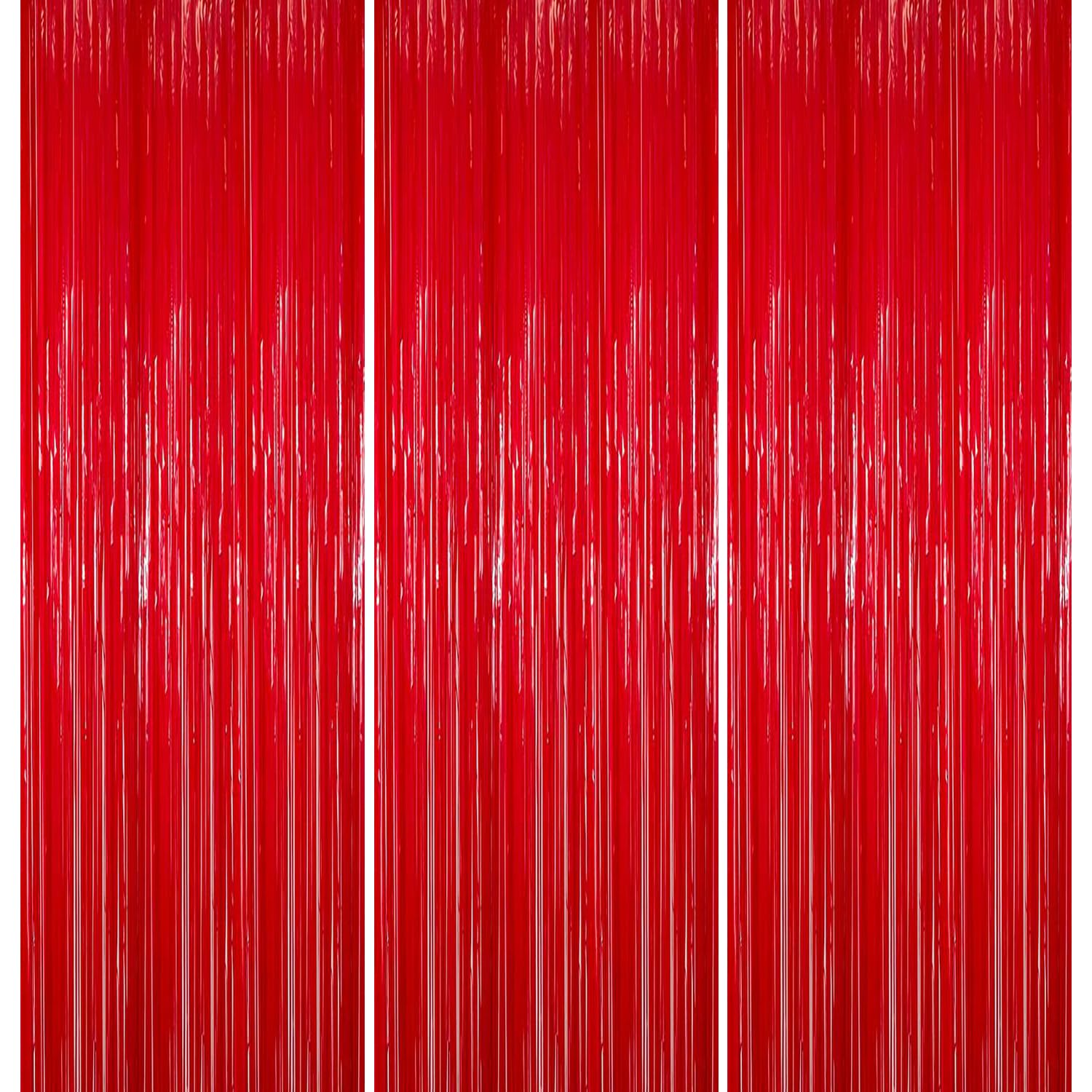 Red Tinsel Fringe Curtains