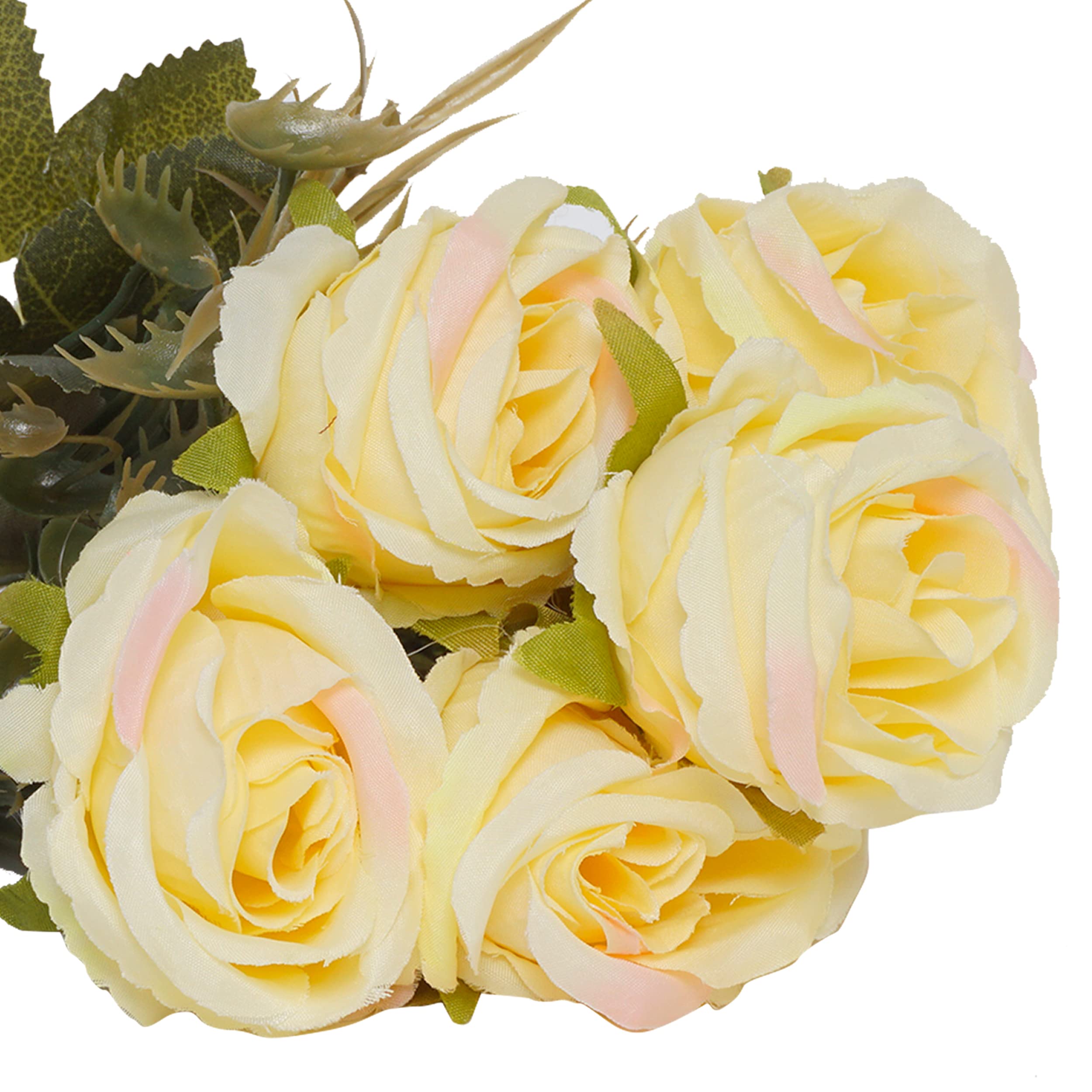 Artificial White Roses with Stems for DIY Home Decoration