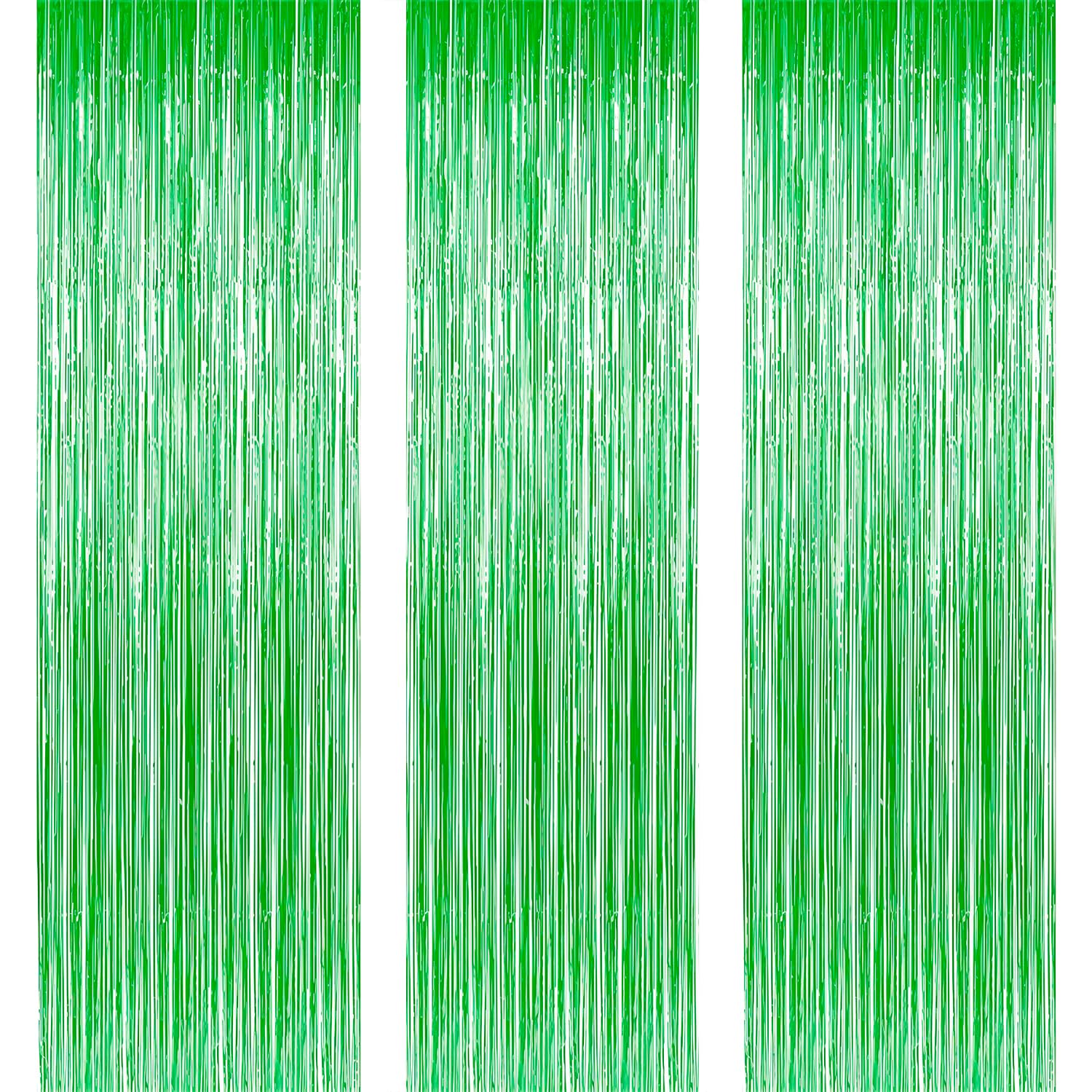 Dark Green Tinsel Foil Fringe Curtains
