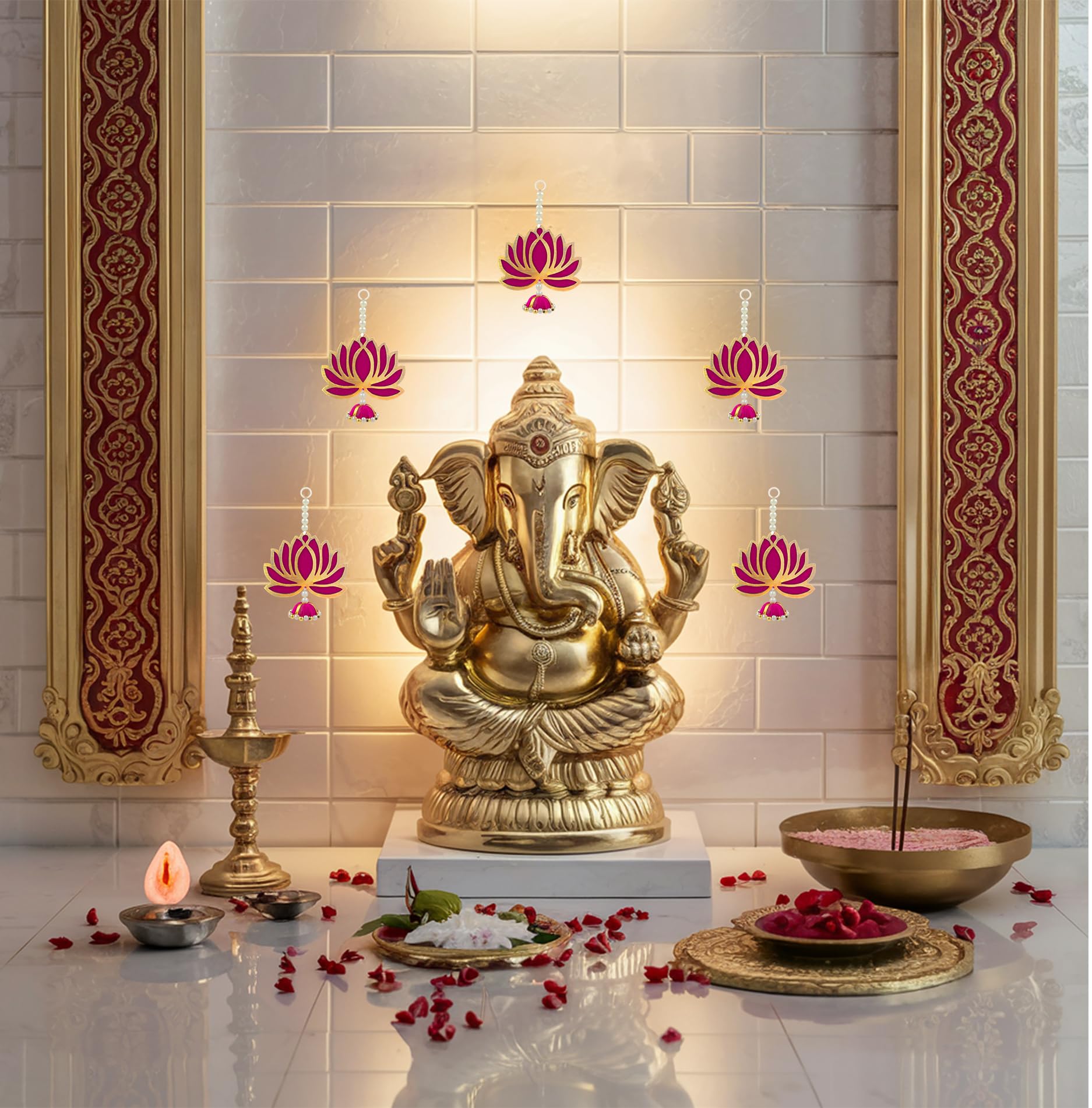 Diwali Lotus Hanging-5pcs