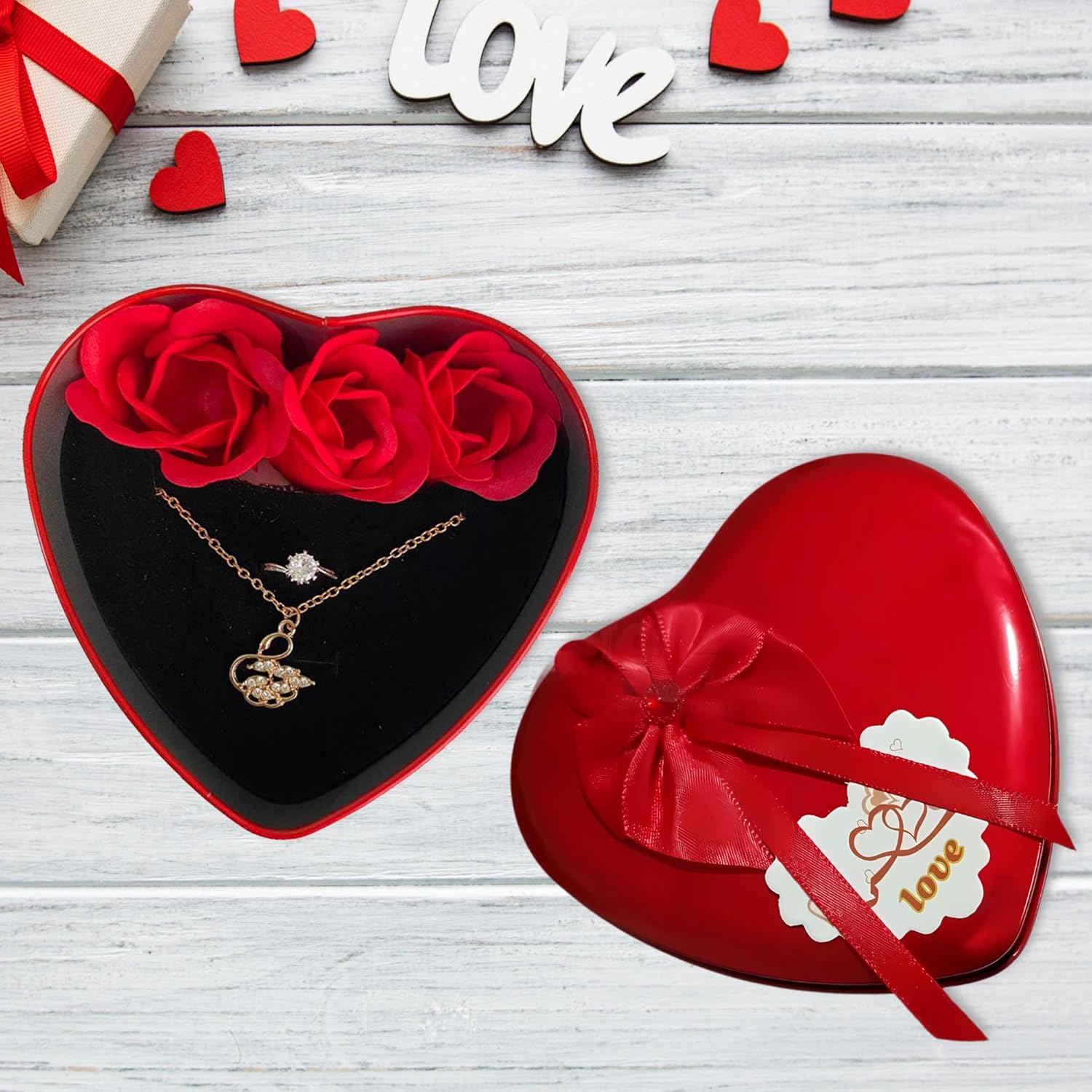 Pendant and Ring heart box set