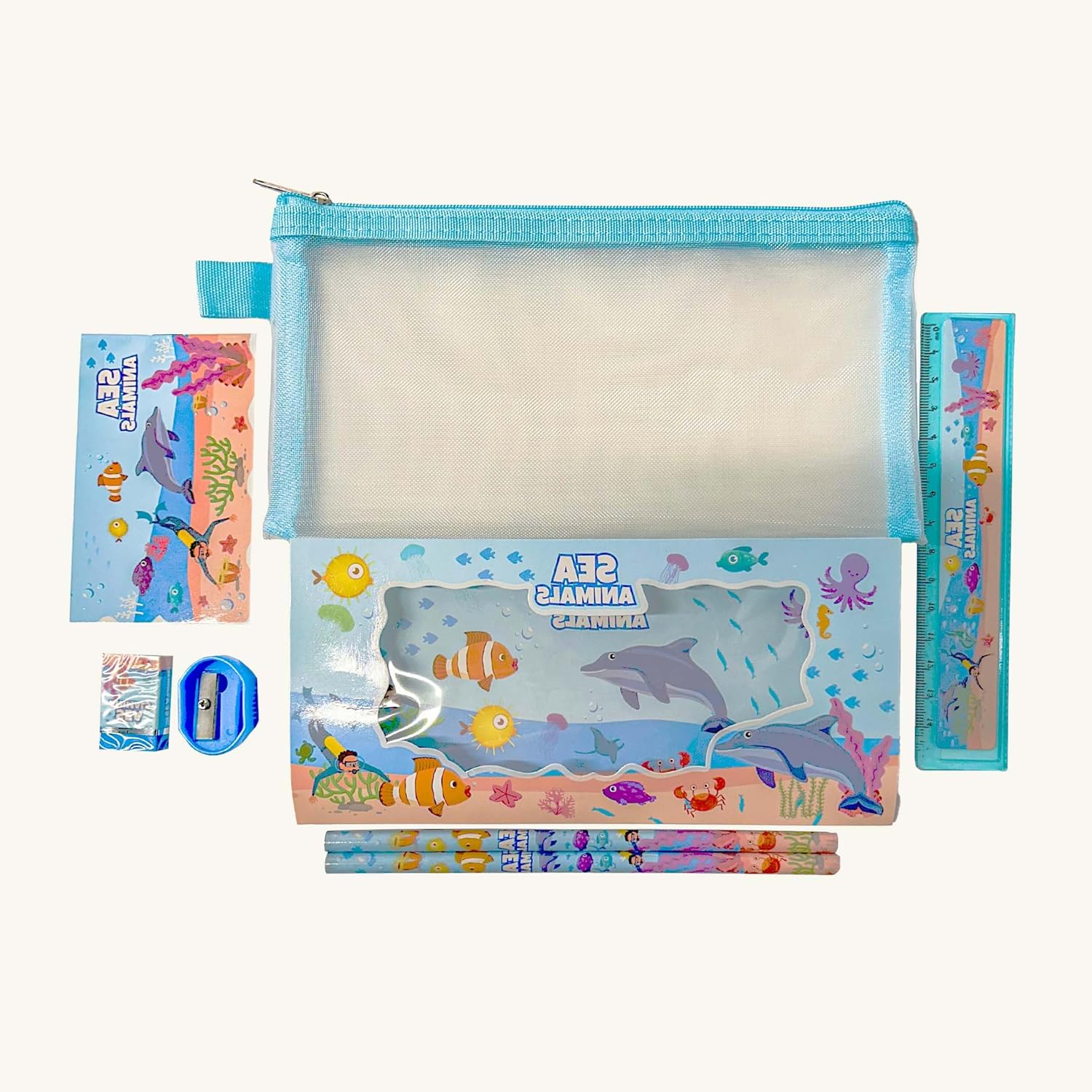 Sea Animals Pencil Pouch 5 Pcs