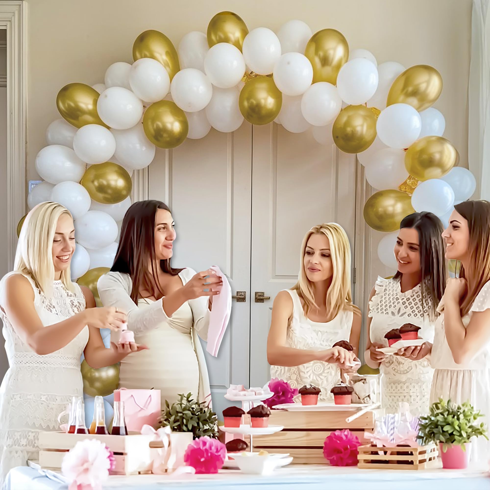 Gold & White Balloon combo