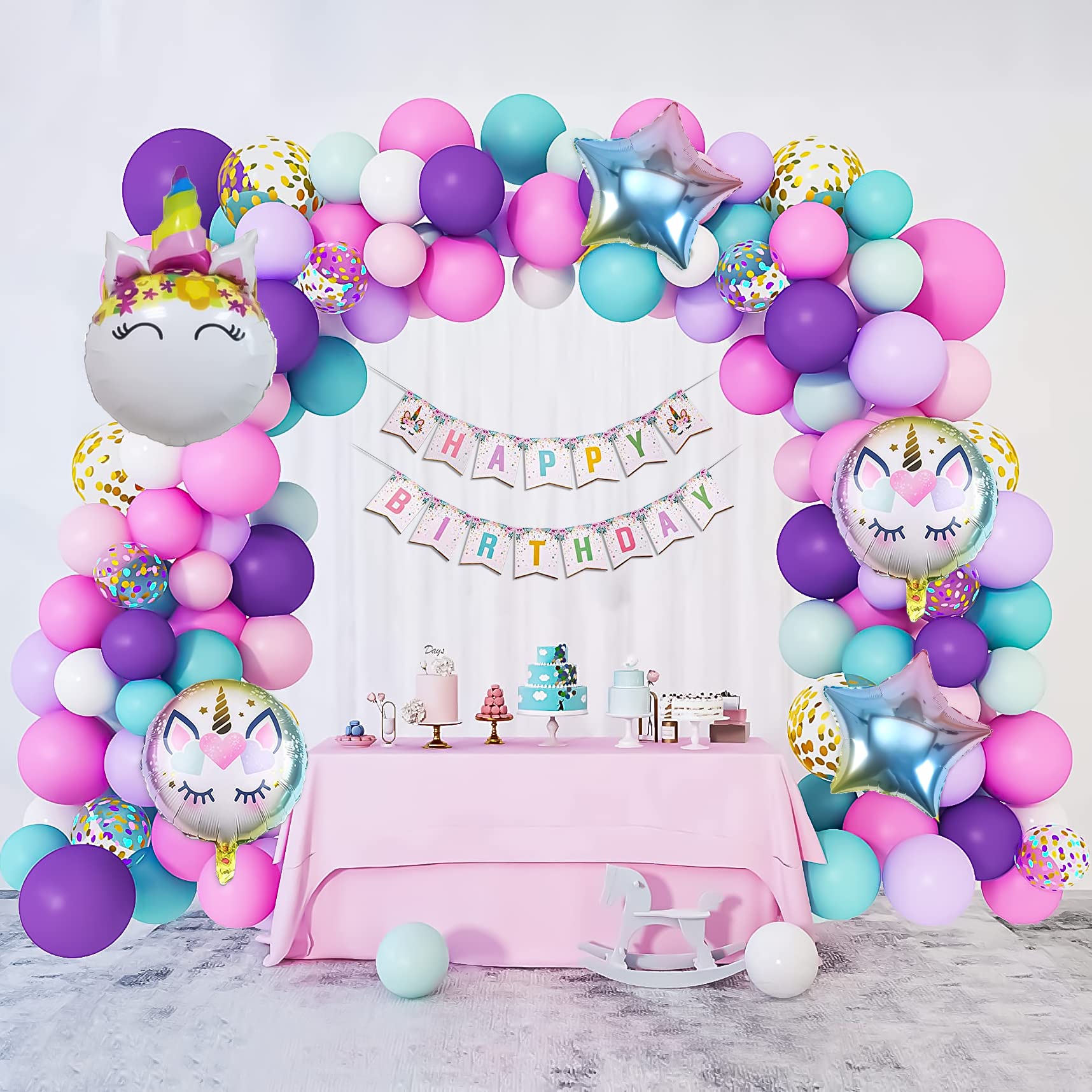 Unicorn theme birthday decoration item with unicorn foil balloon set. - Special You