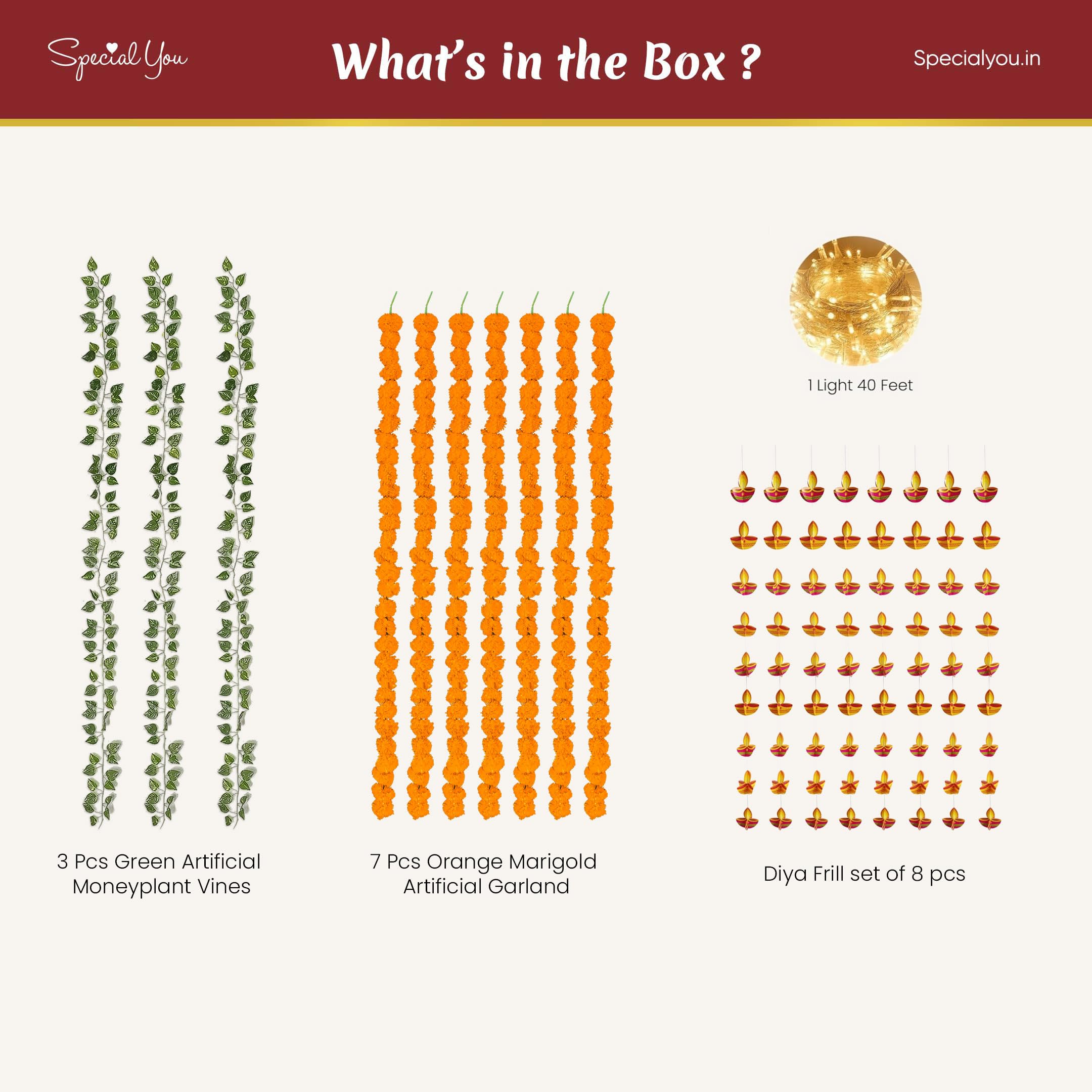 Decorate Diwali with Marigold, vines & Frills