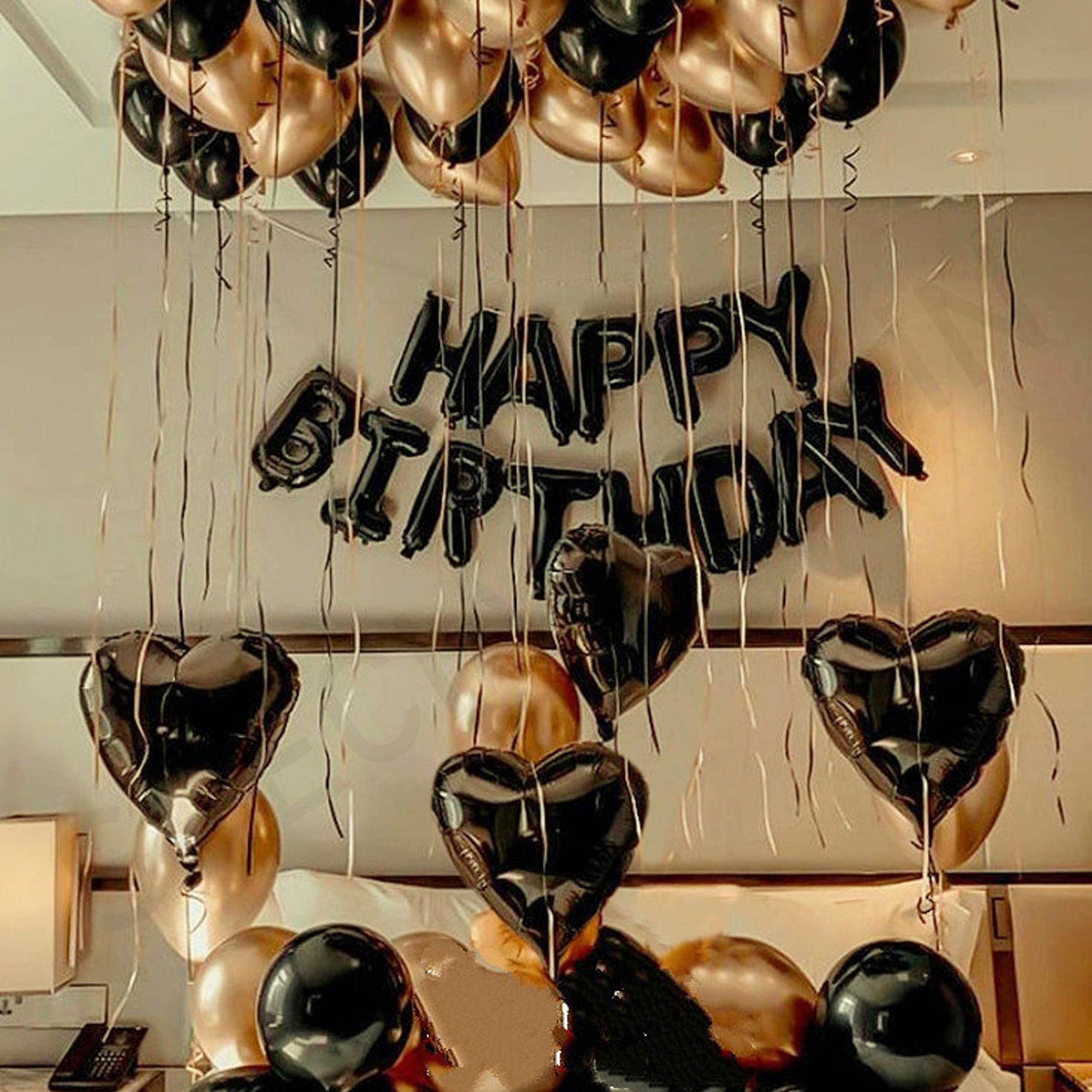 Black & golden metallic DIY birthday decor Kit