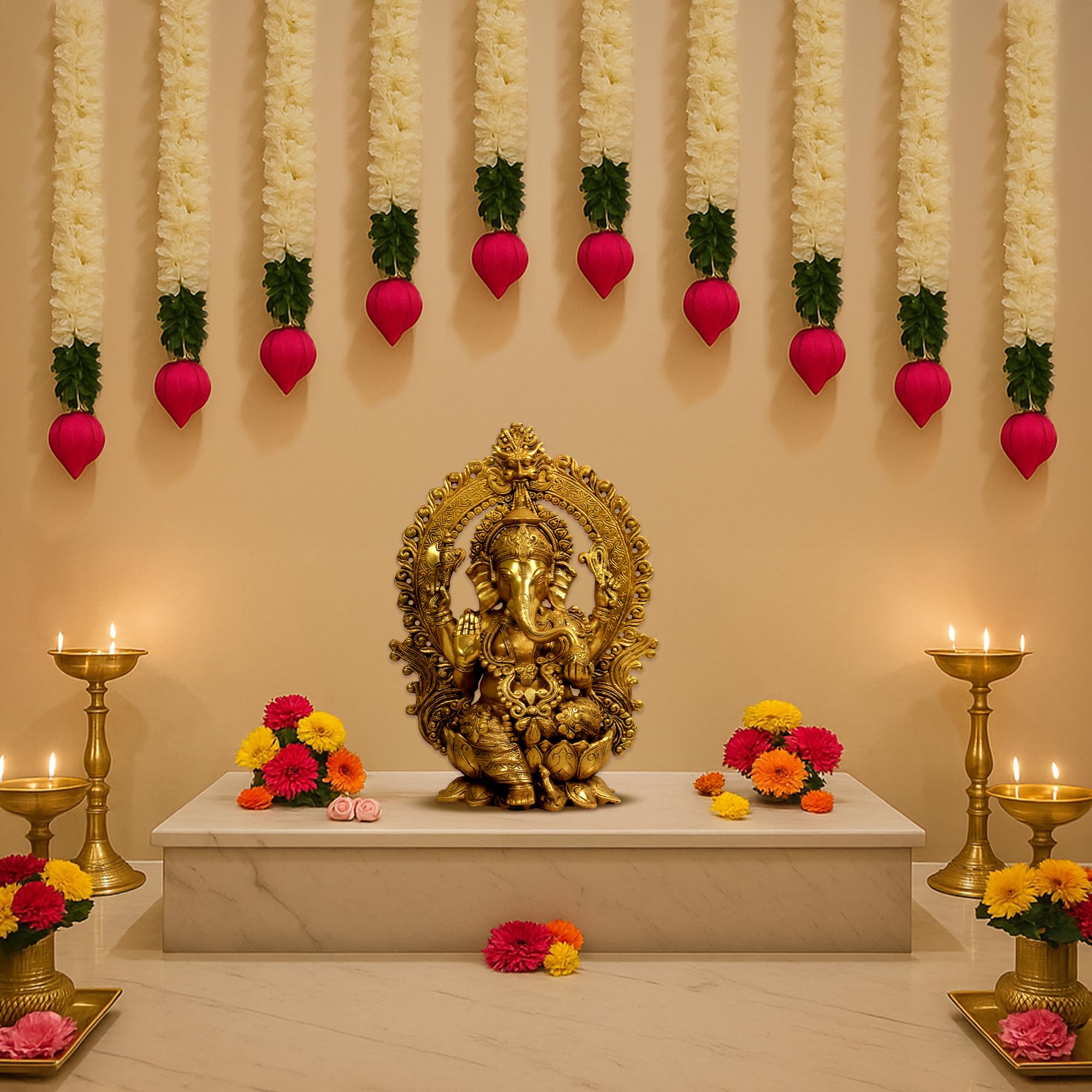 Ganpati Artificial Flower Decor