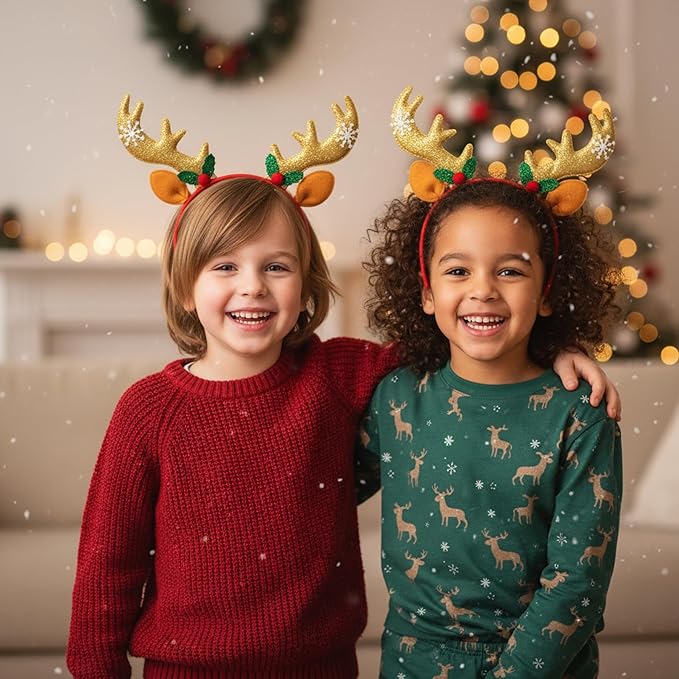 1 Golden Reindeer Headband for Christmas