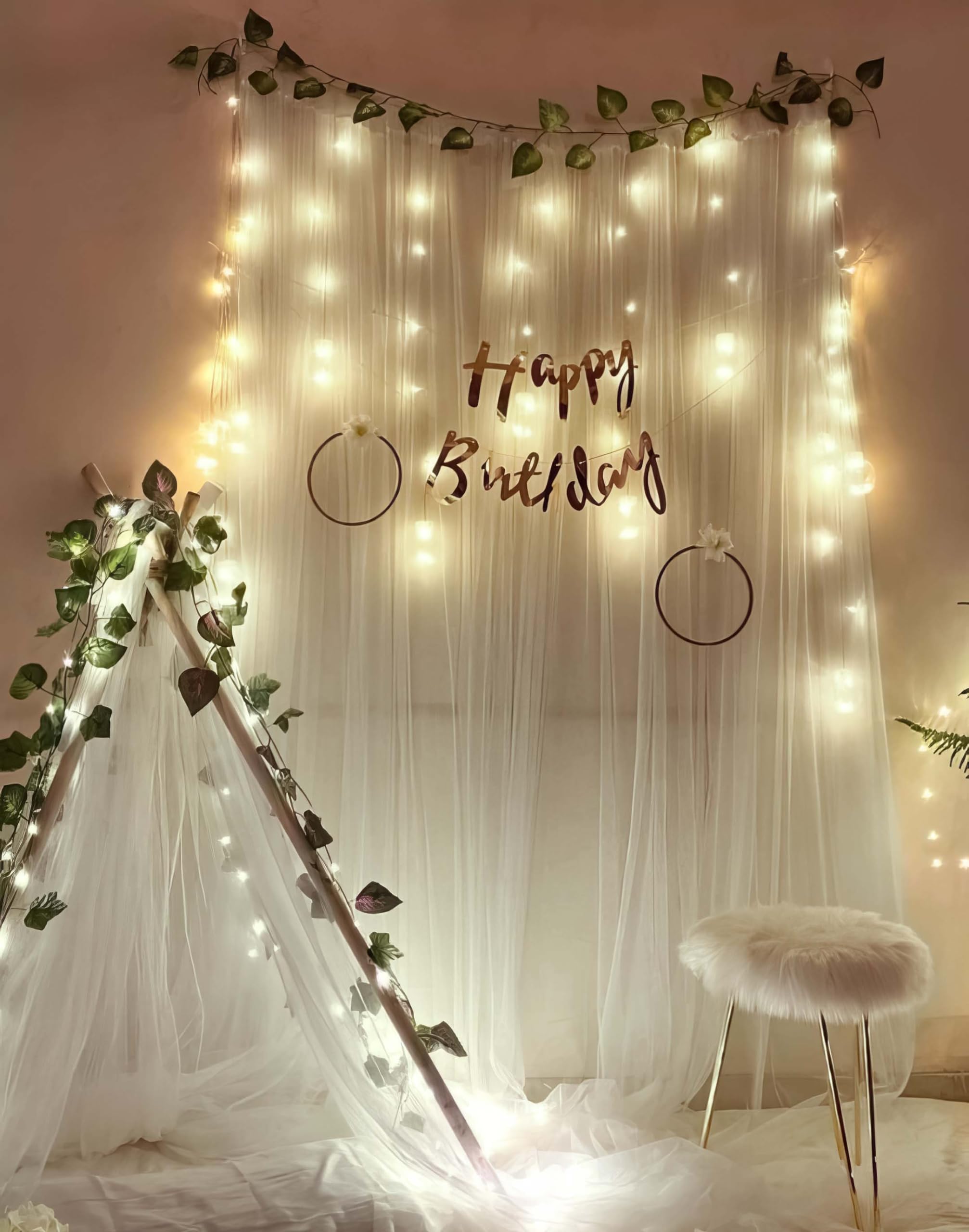 White Curtain DIY Birthday Decor Kit