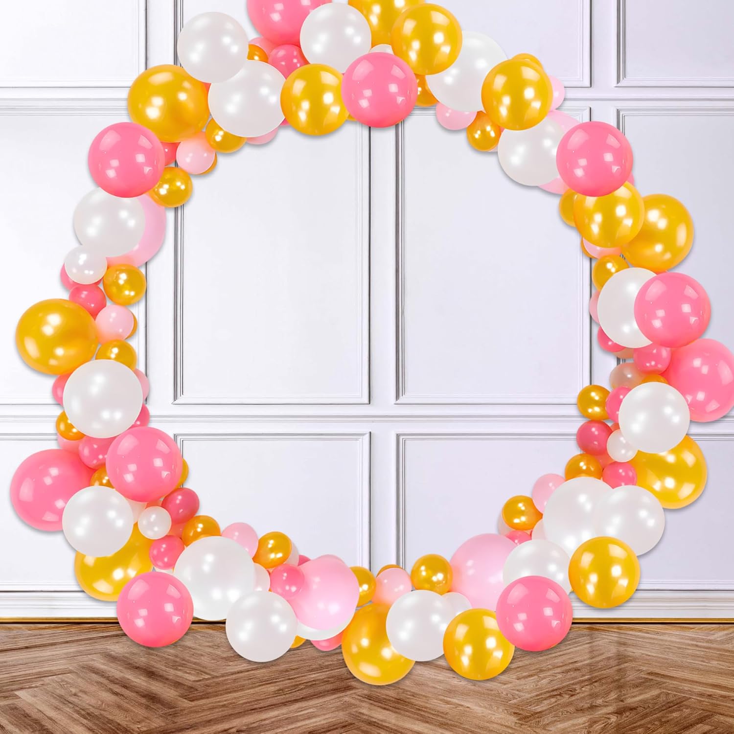 White, Pink & Metallic Gold Balloon combo