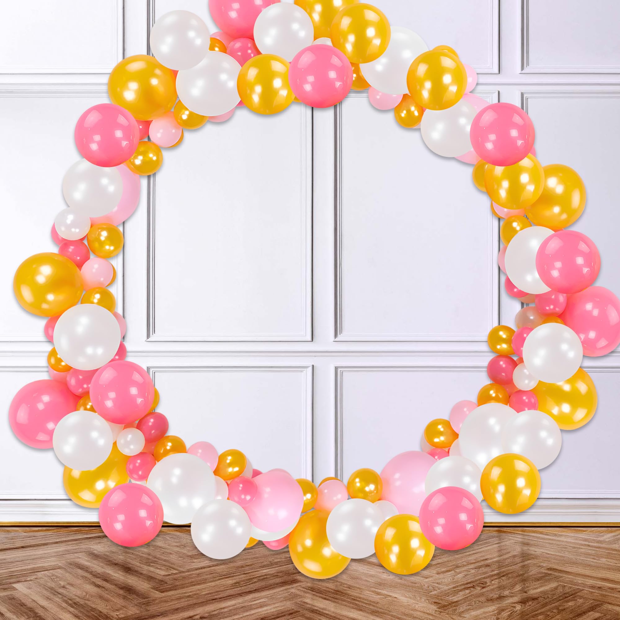 White, Pink & Metallic Gold Balloon combo