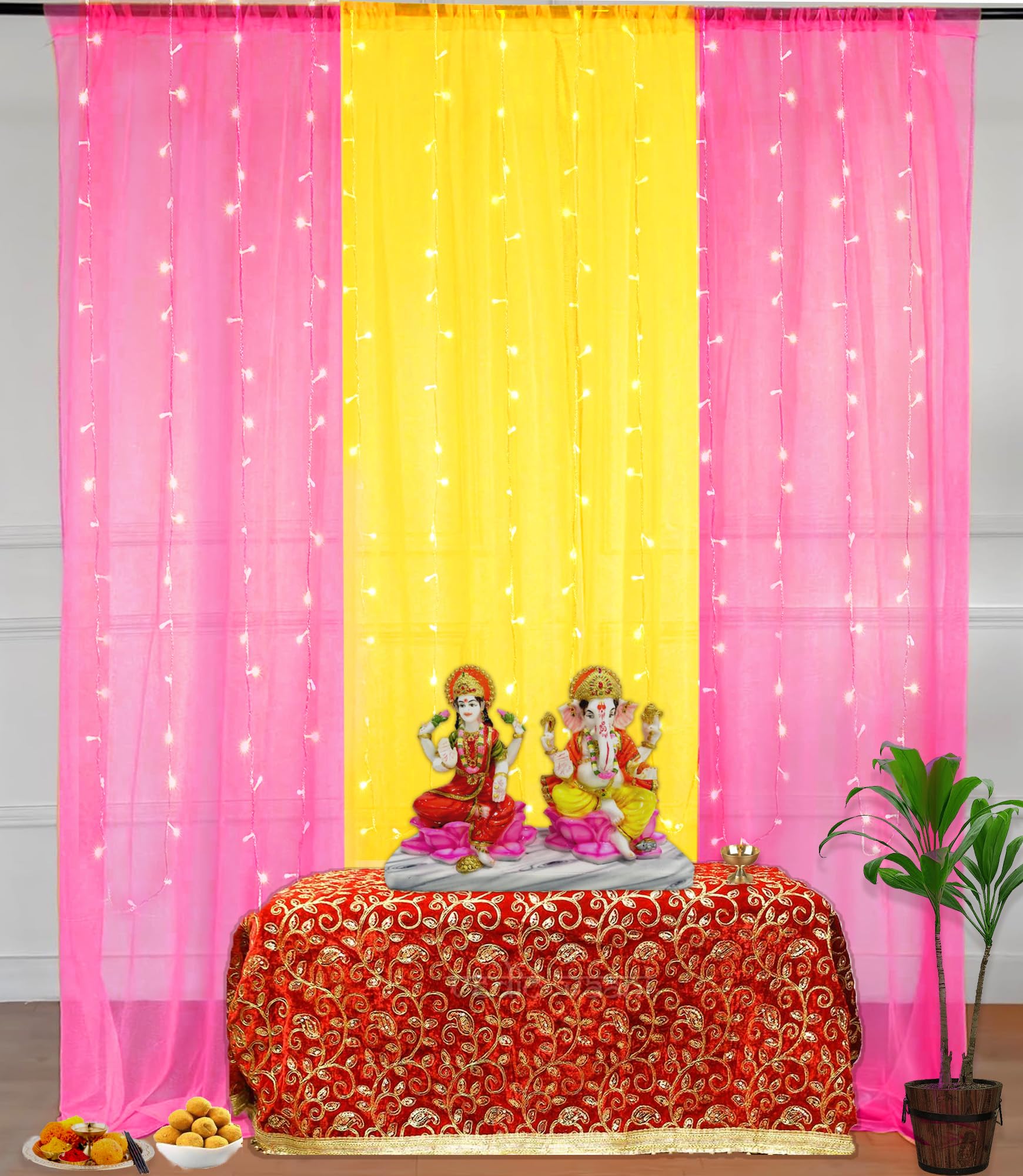 Ganpati Yellow & Pink Glow Decor