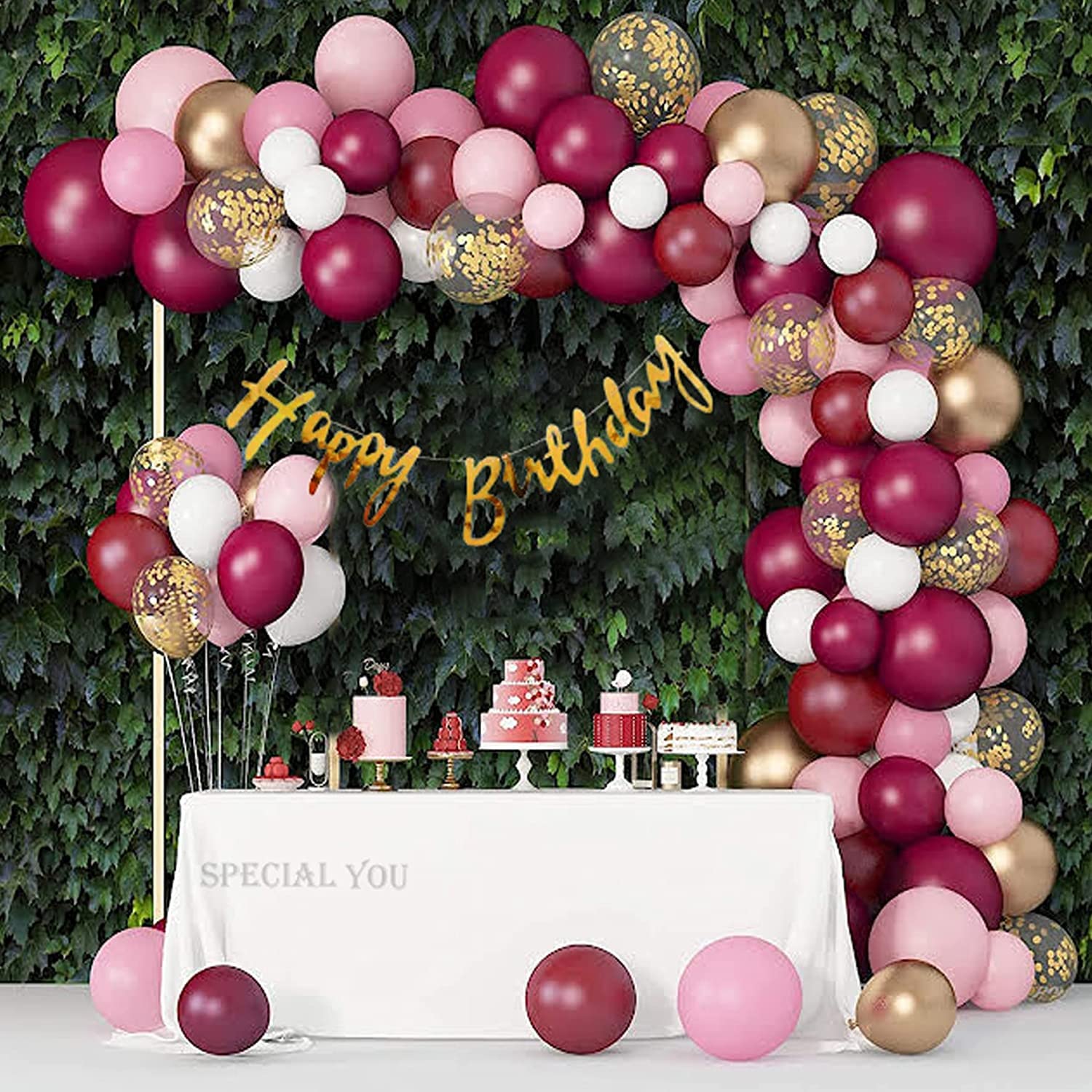 Burgundy Pink Balloons decoration