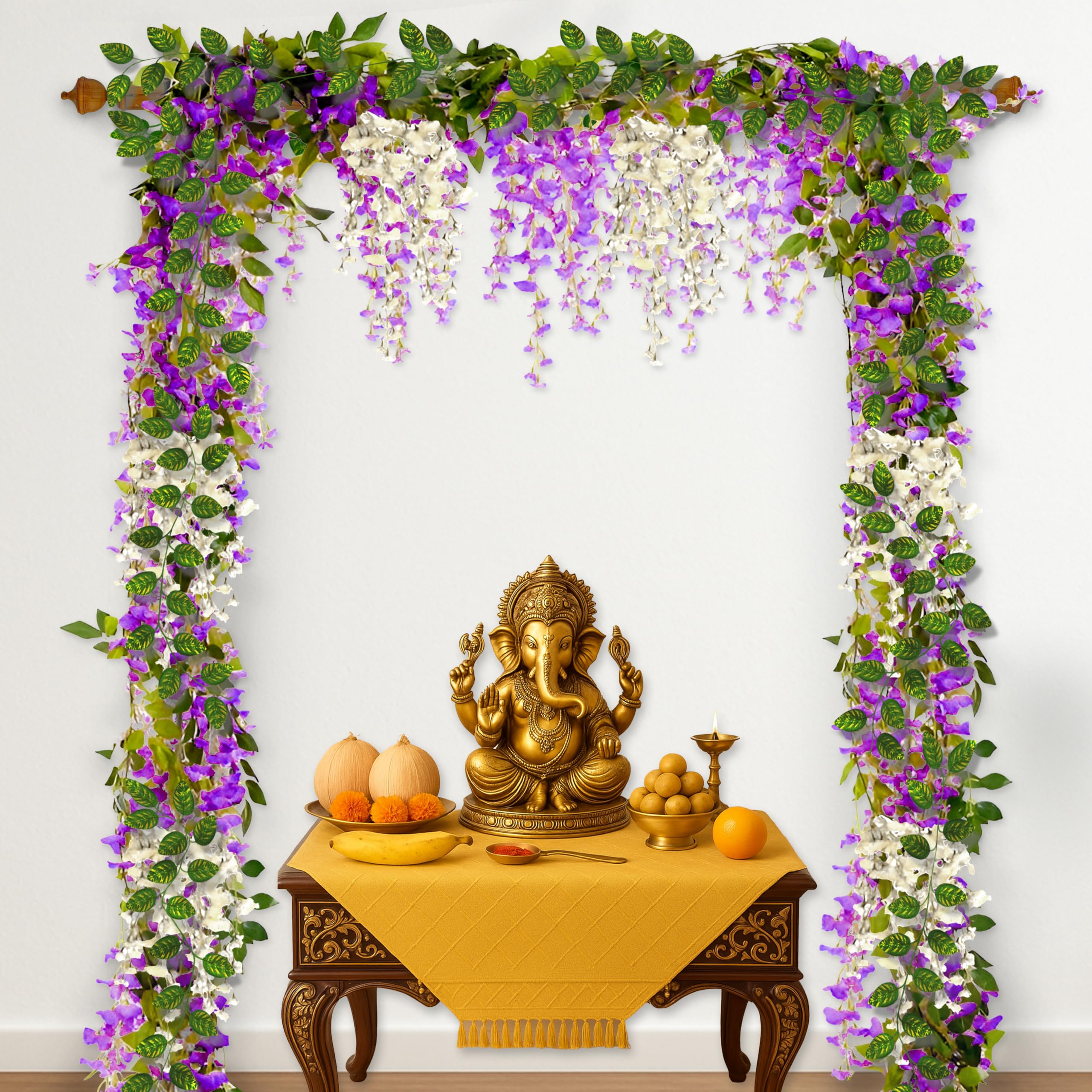 Purple White Ganpati Decor