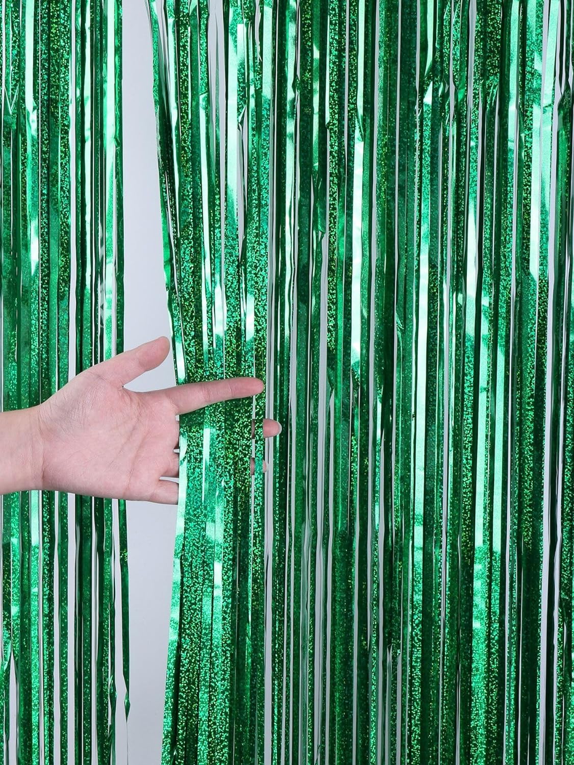 Dark Green Tinsel Foil Fringe Curtains
