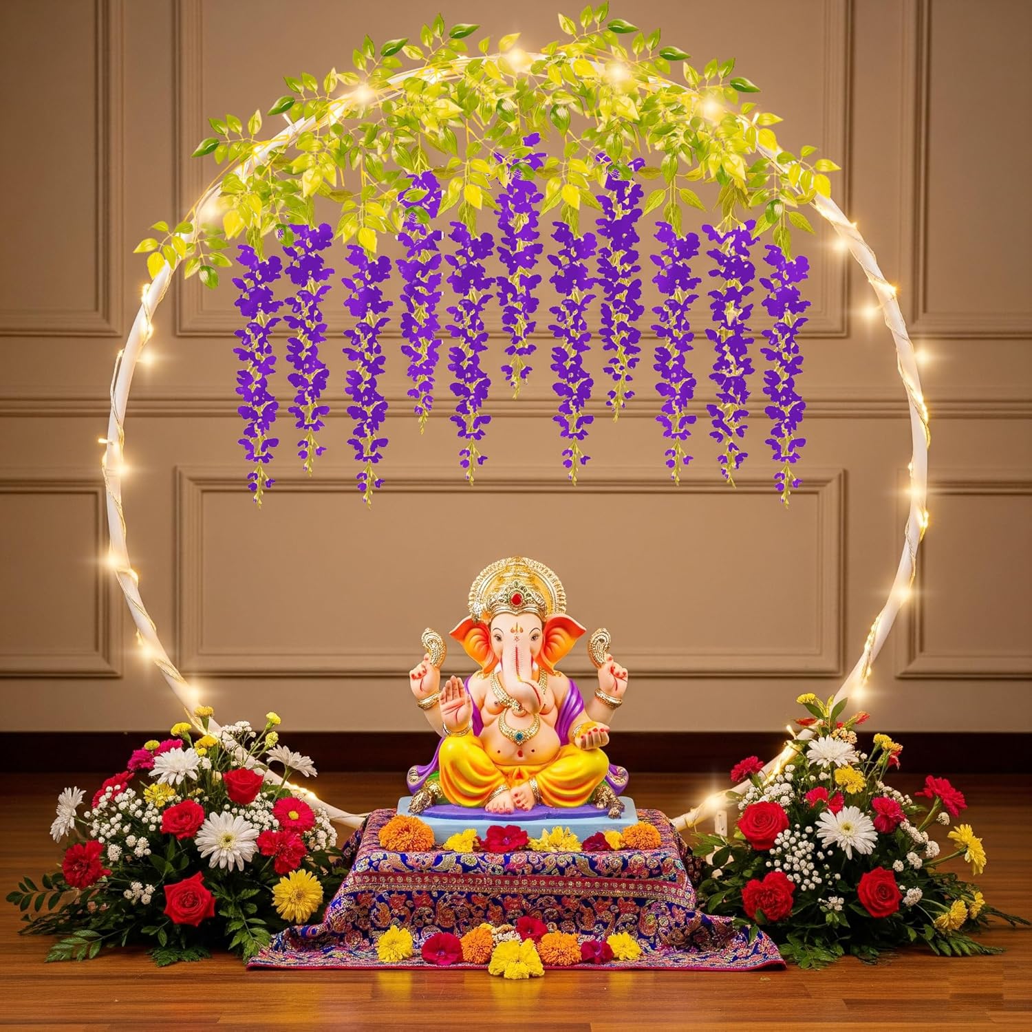 Ganpati Stand with Purple Wisteria