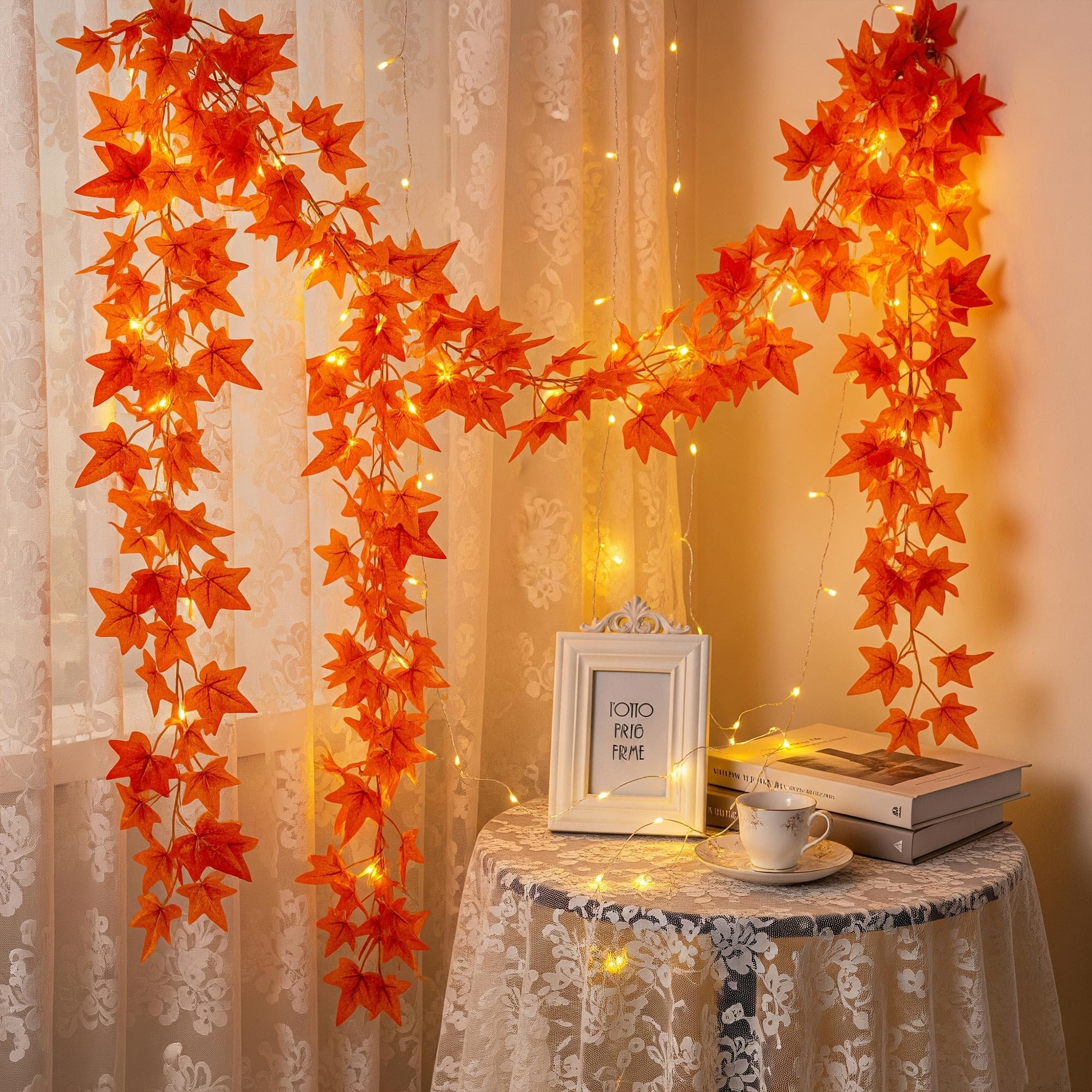 Autumn vines: enchanting with LED fairy lights