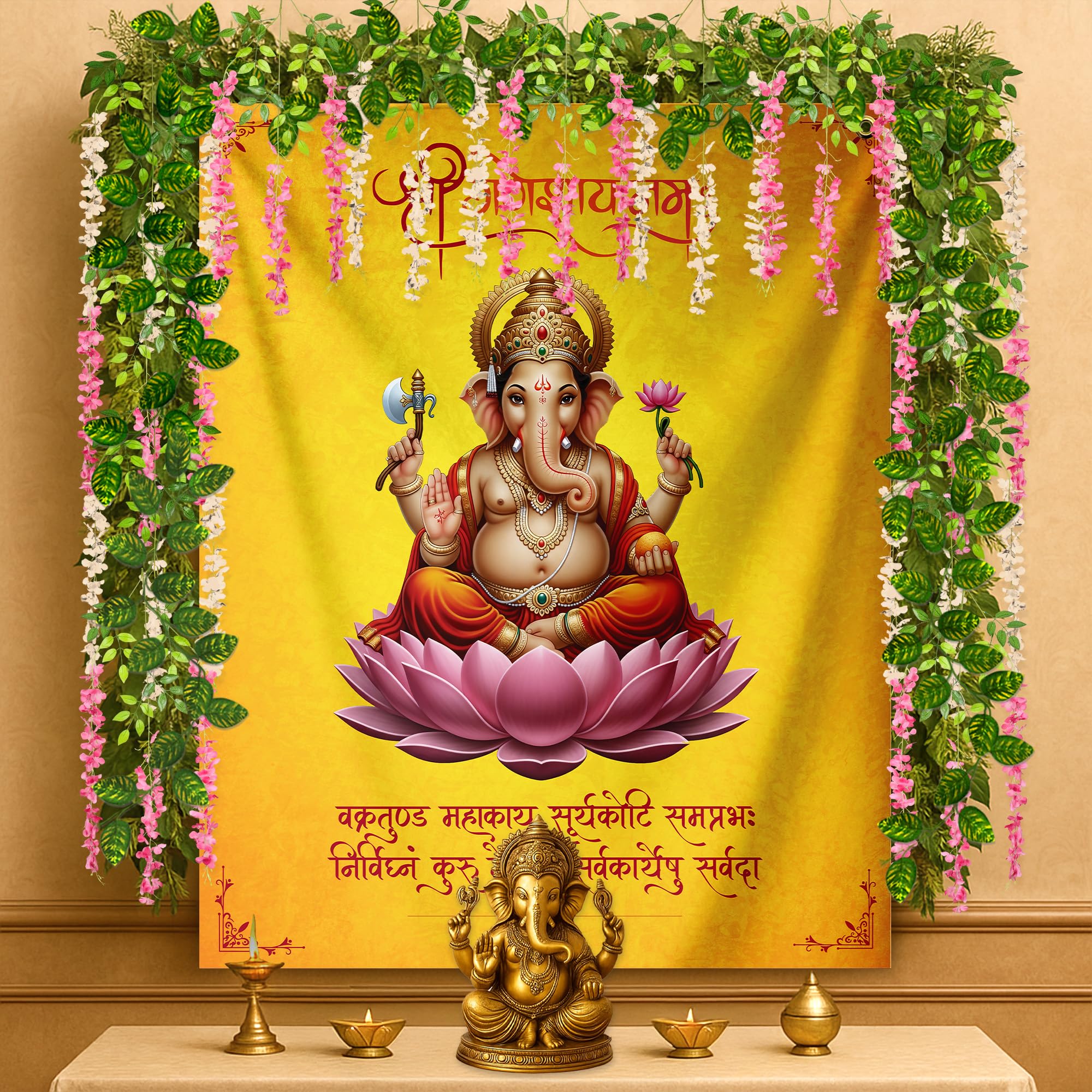 Shree Ganesh Floral Backdrop