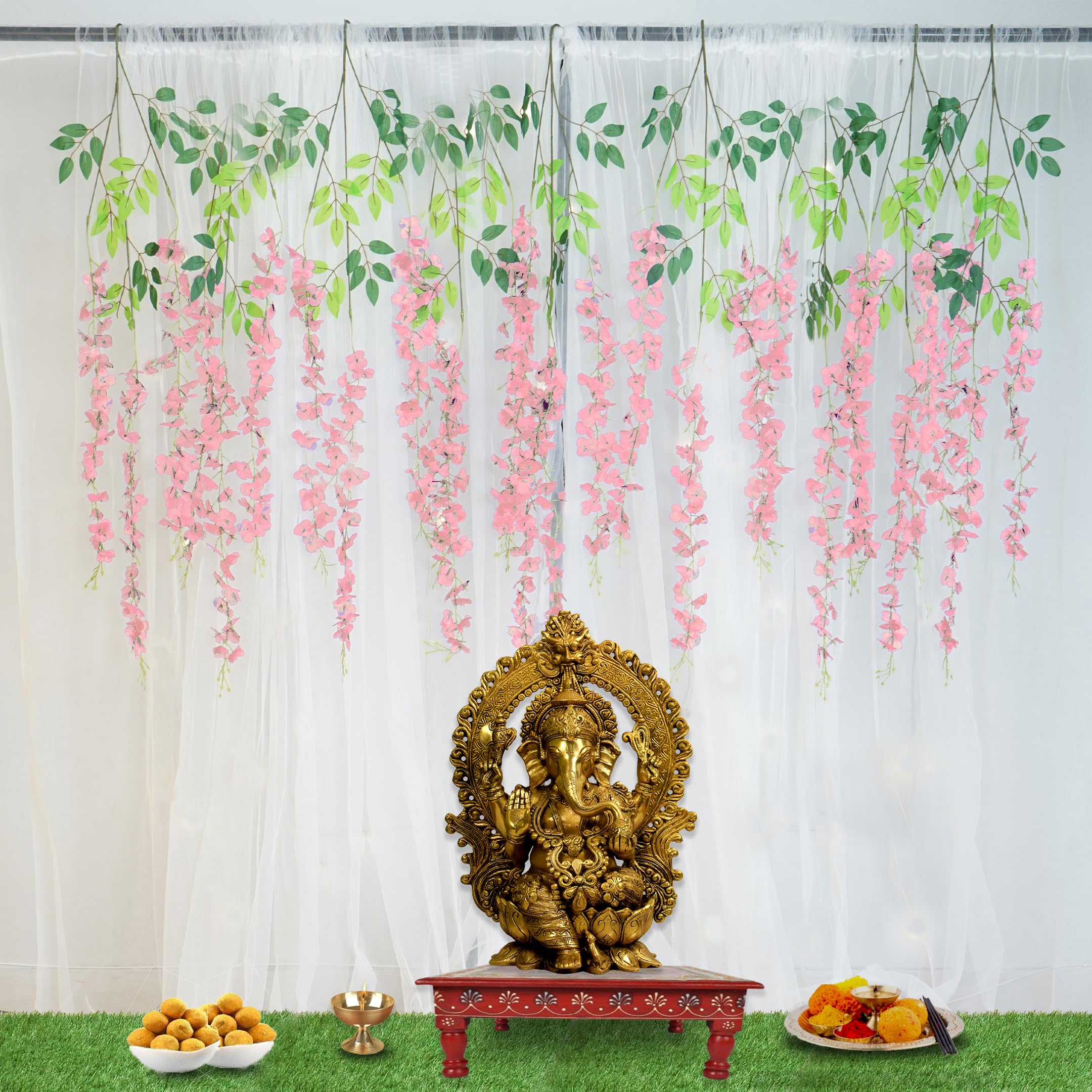 Diwali Pink Wisteria & White Decor