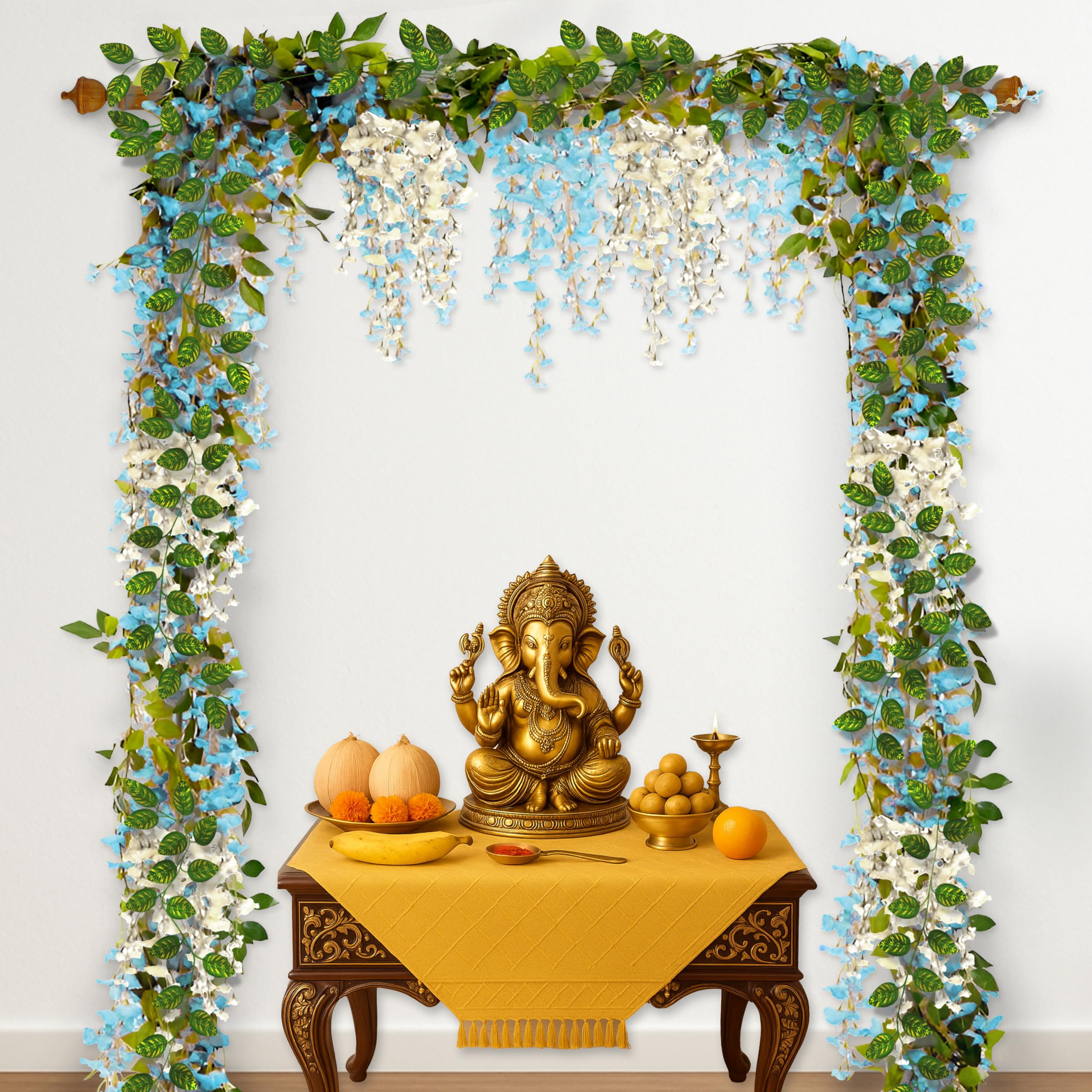 White Blue Ganpati Decor