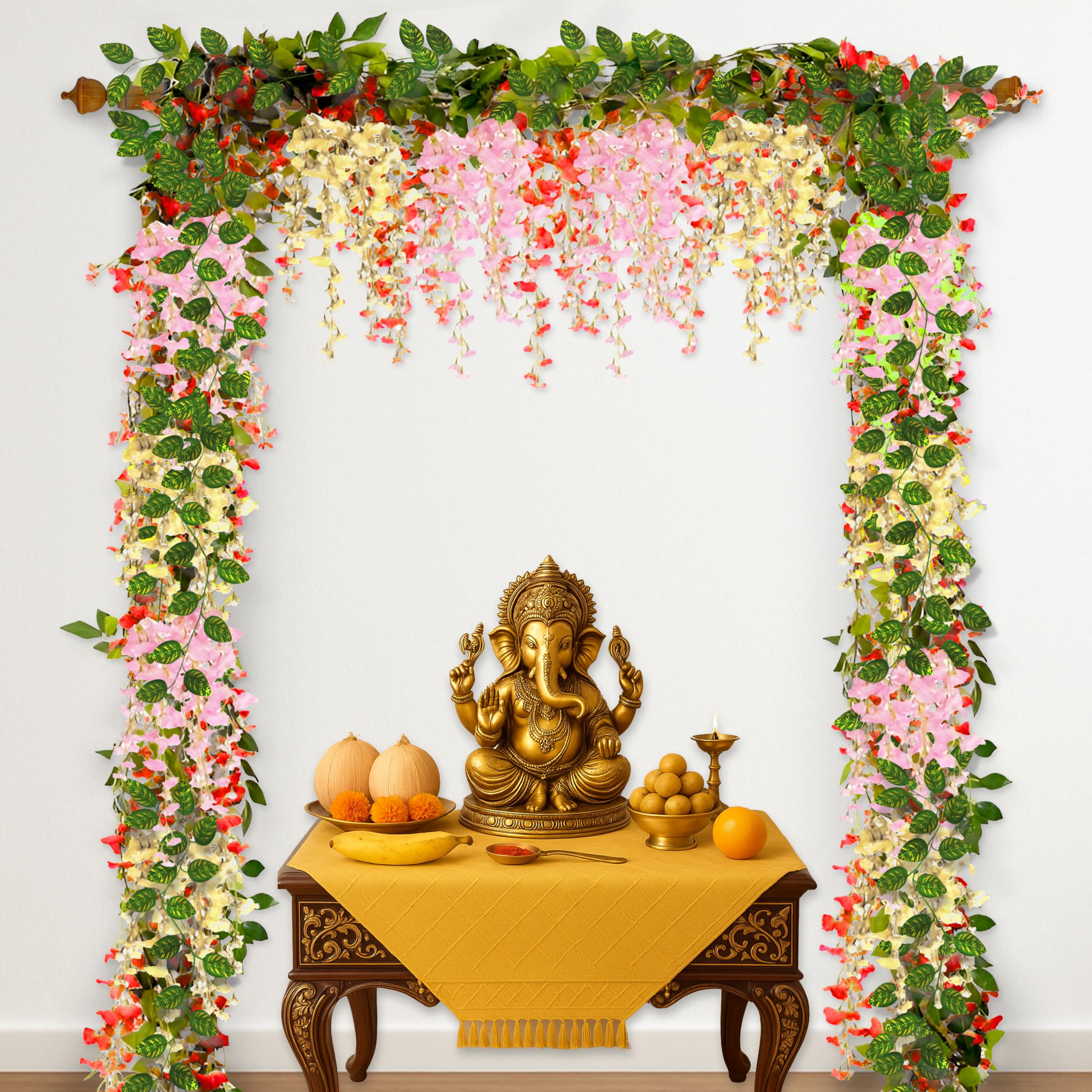 Pink Petals Pooja Setup