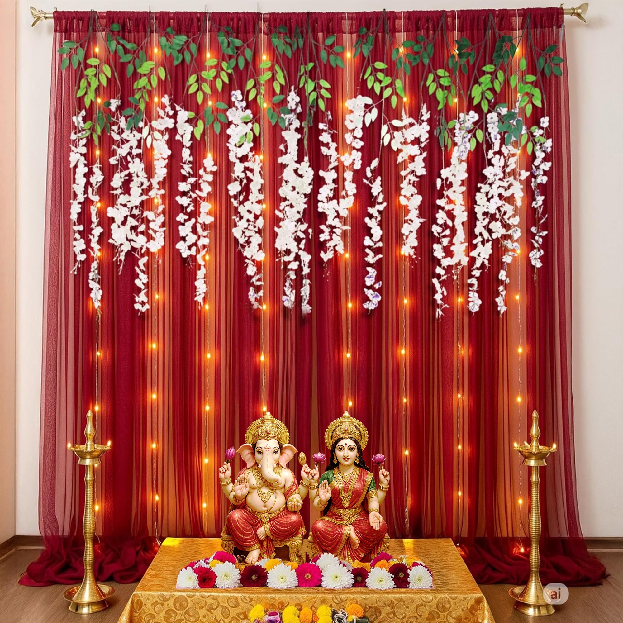 Red Curtain Diwali Decoration