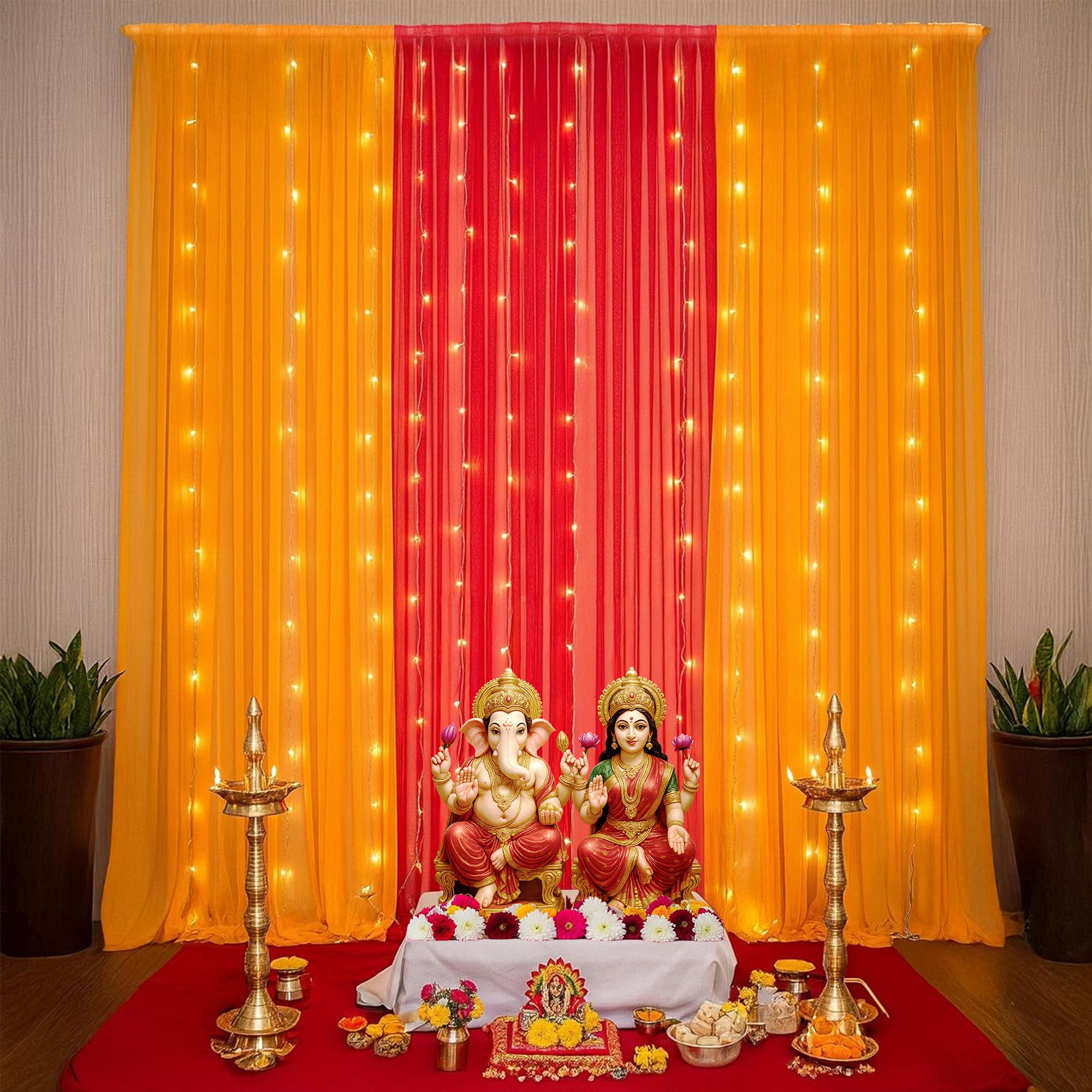 Orange & Maroon Backdrop Decor