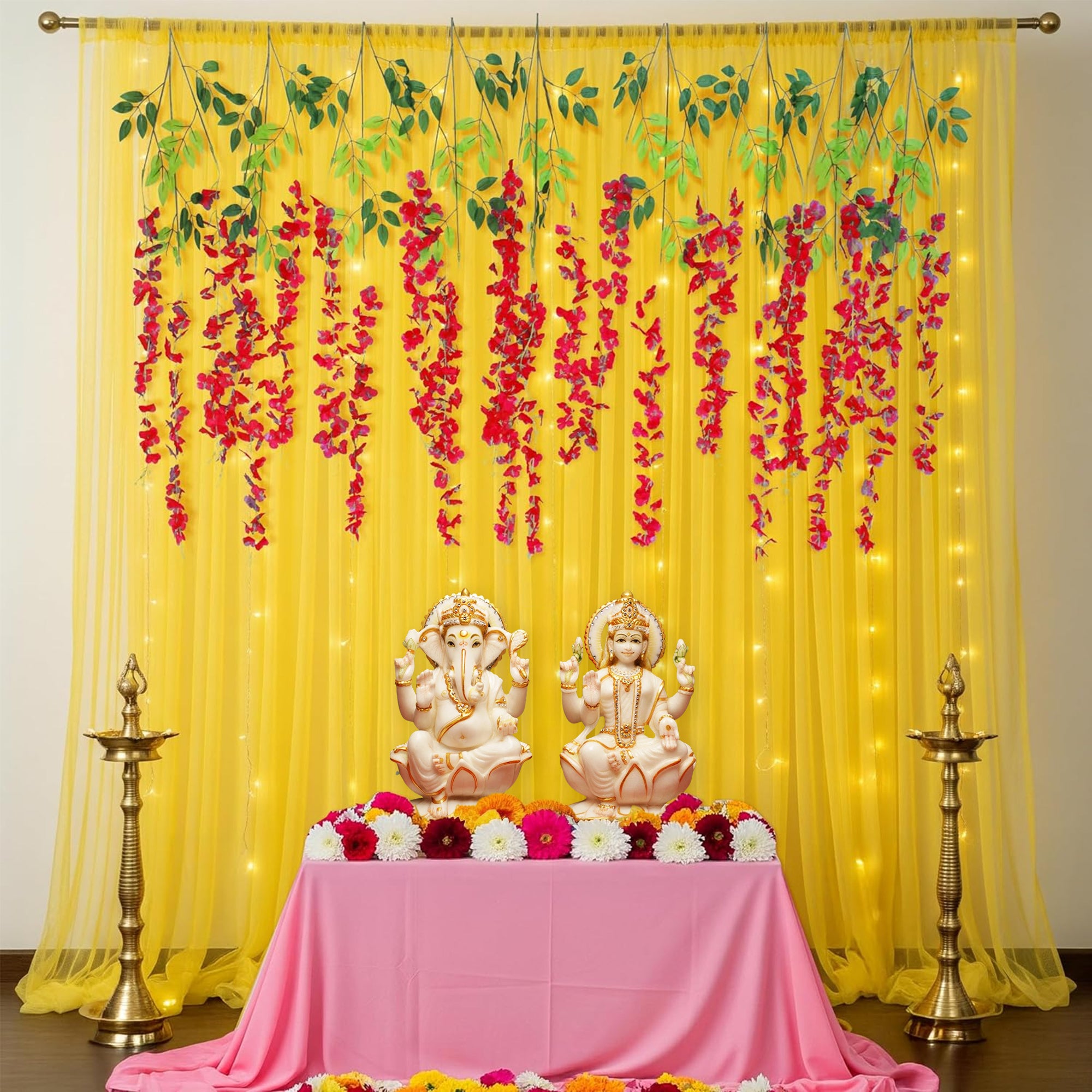 Decorate the backdrop with Yellow & Wisteria