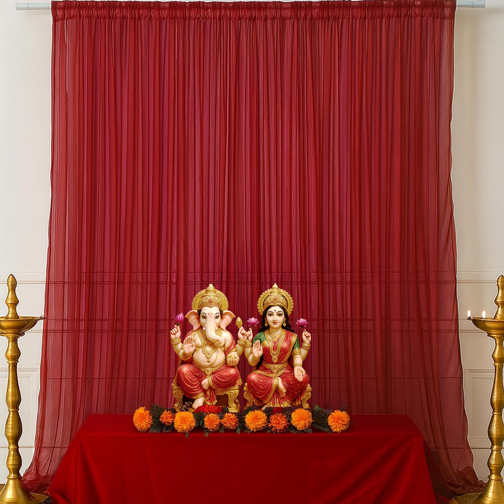 Diwali Maroon pooja Decor