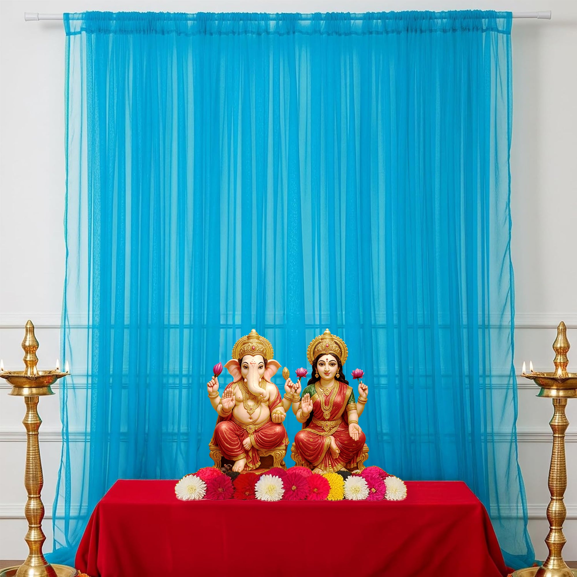 Sky Blue Chiffon curtain for decoration